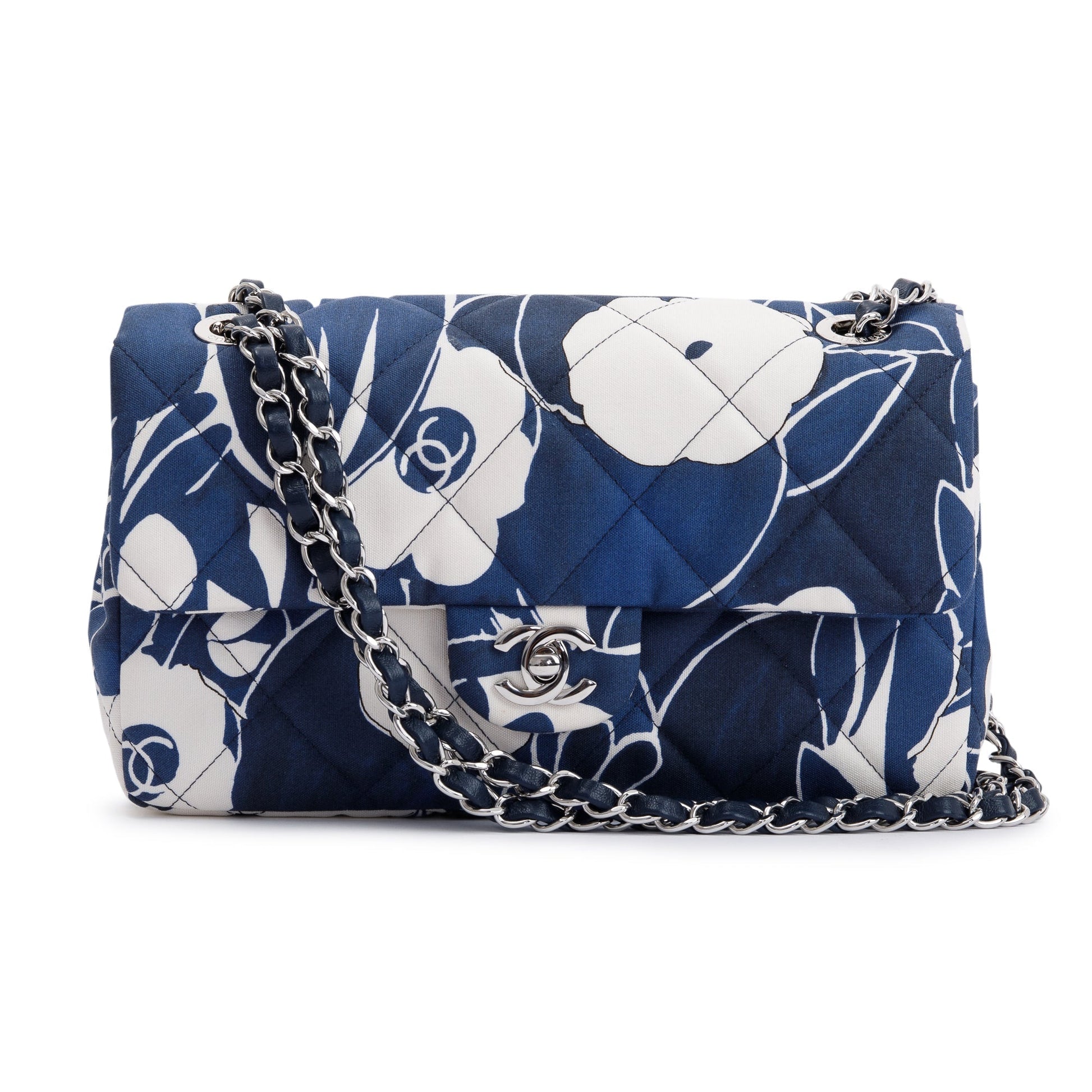 Chanel Floral Printed Silk CC Single Travel Bag