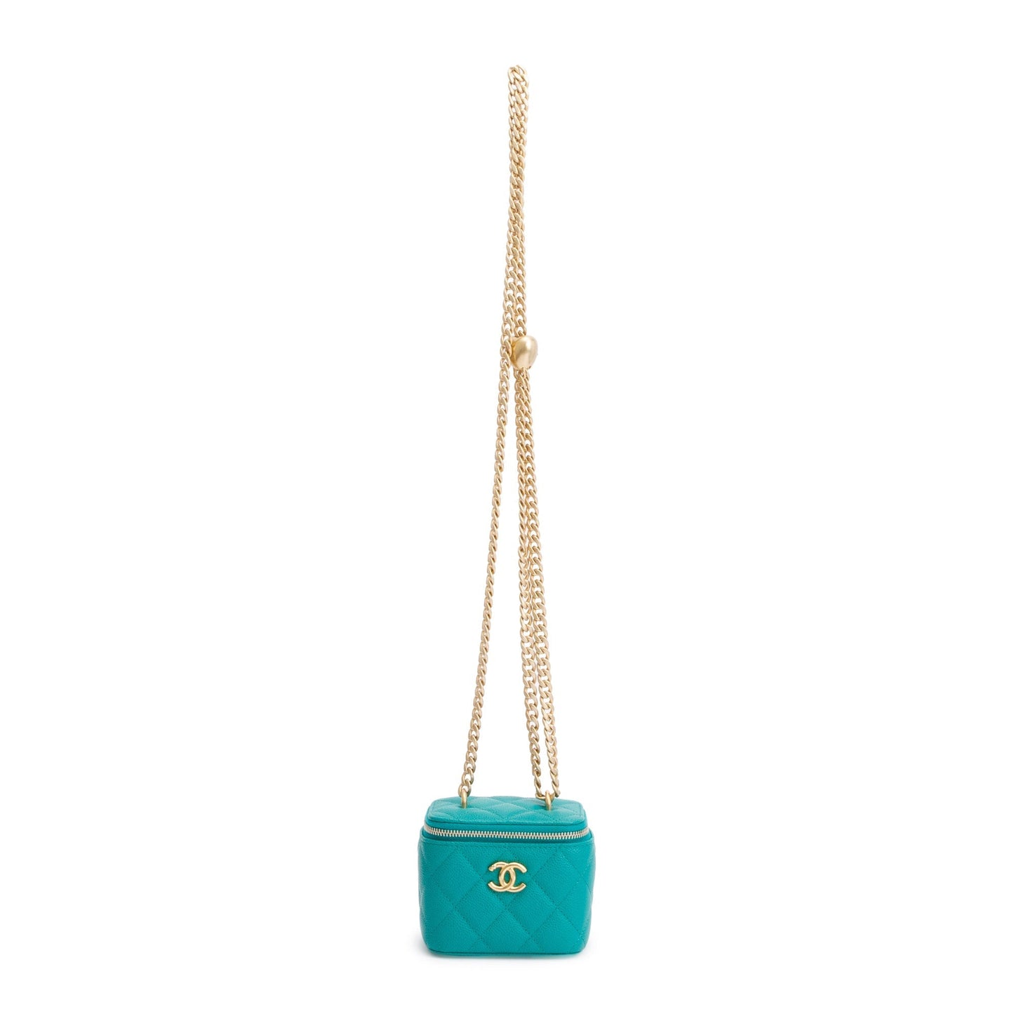 Chanel Caviar Heart Crush Vanity Leather Green Travel Bag