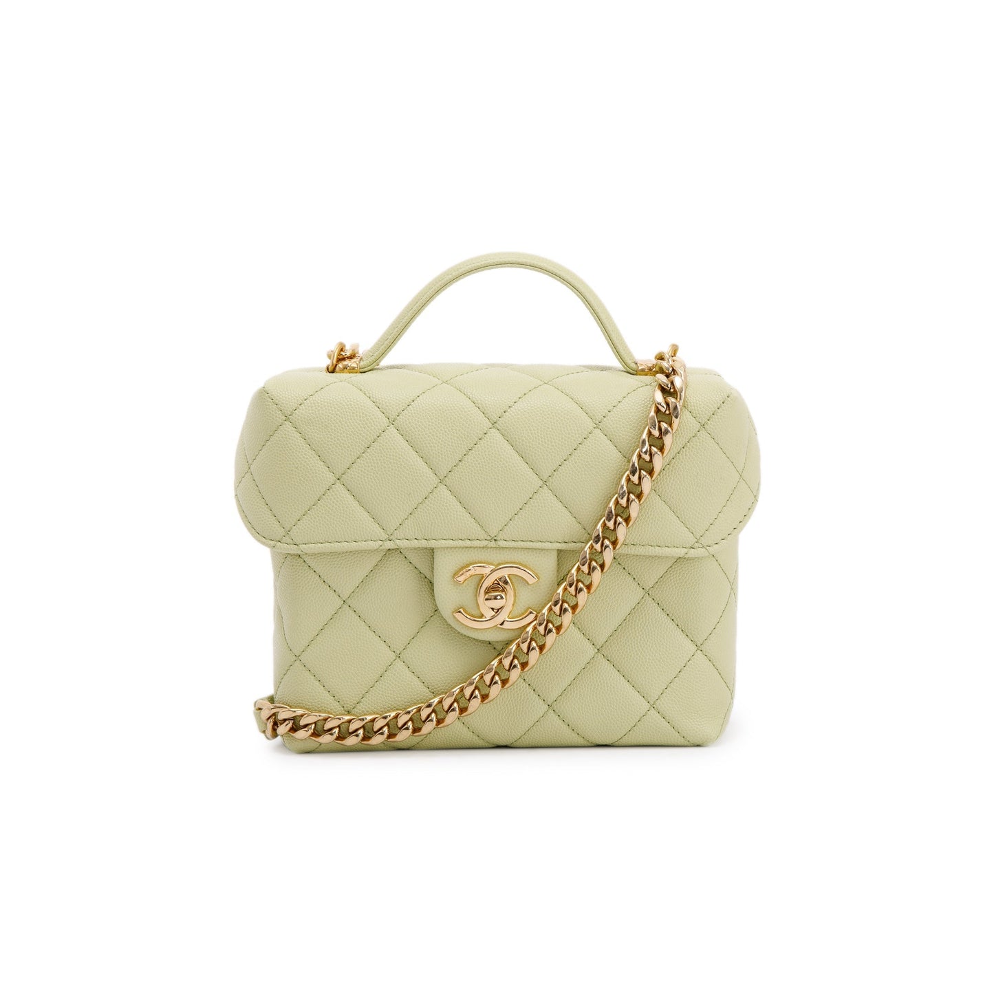 Chanel Caviar Vanity Leather Green Travel Bag