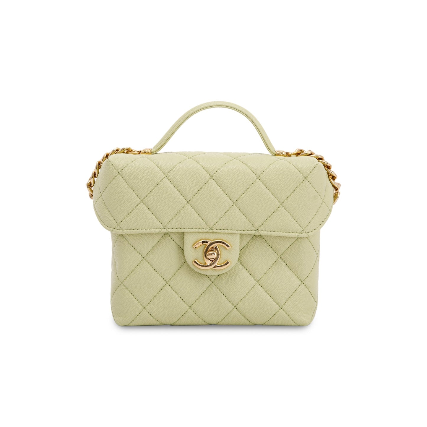 Chanel Caviar Vanity Leather Green Travel Bag