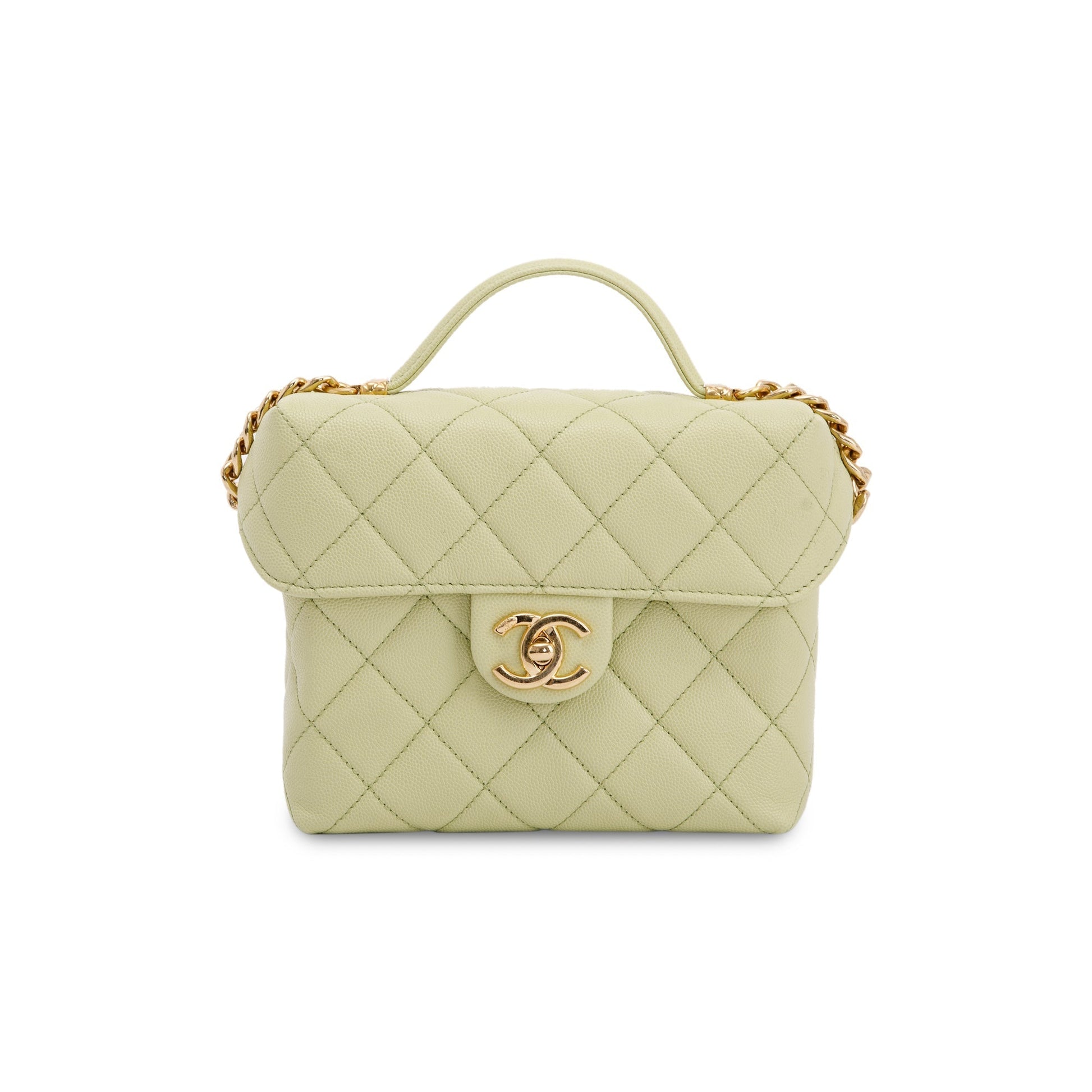Chanel Caviar Vanity Leather Green Travel Bag