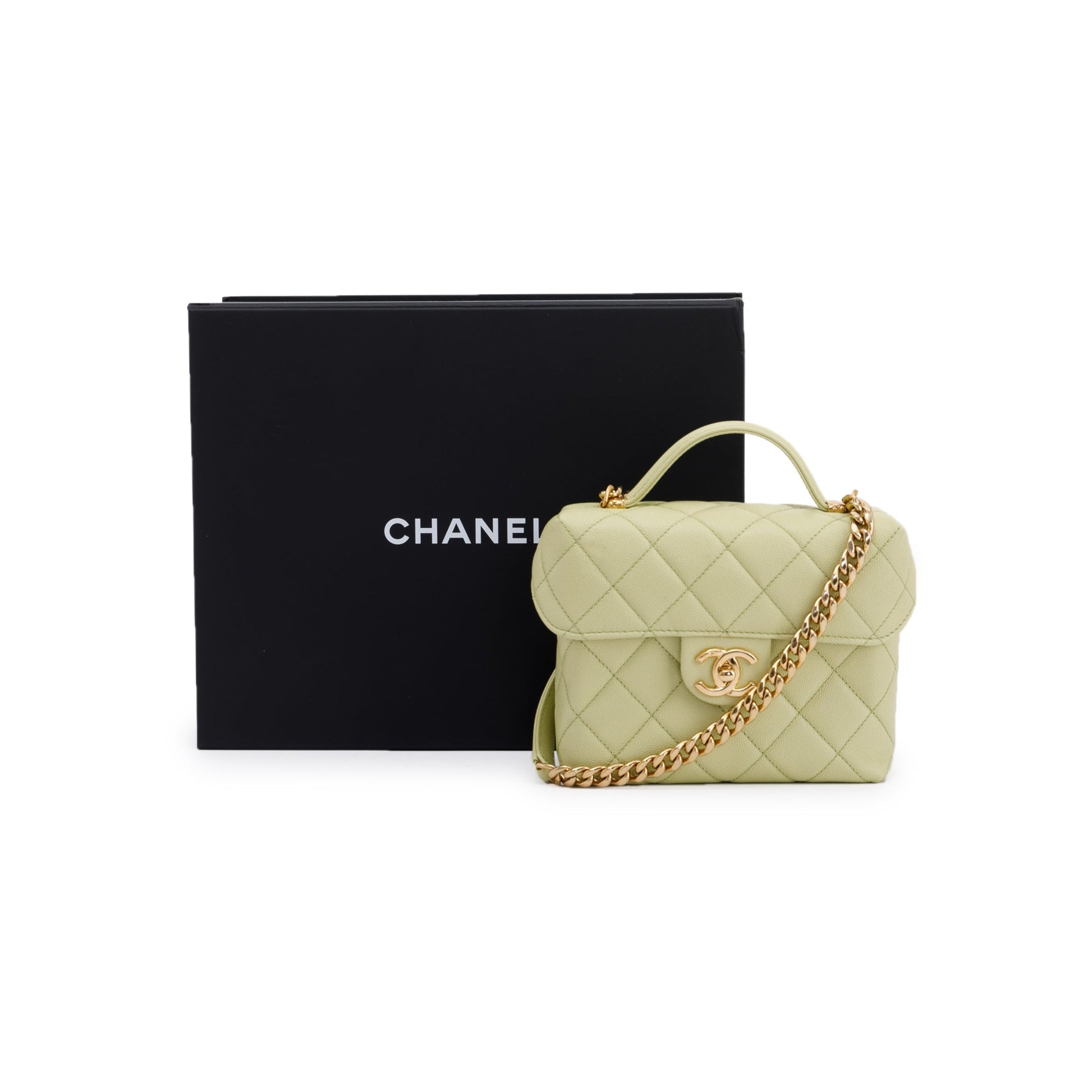 Chanel Caviar Vanity Leather Green Travel Bag