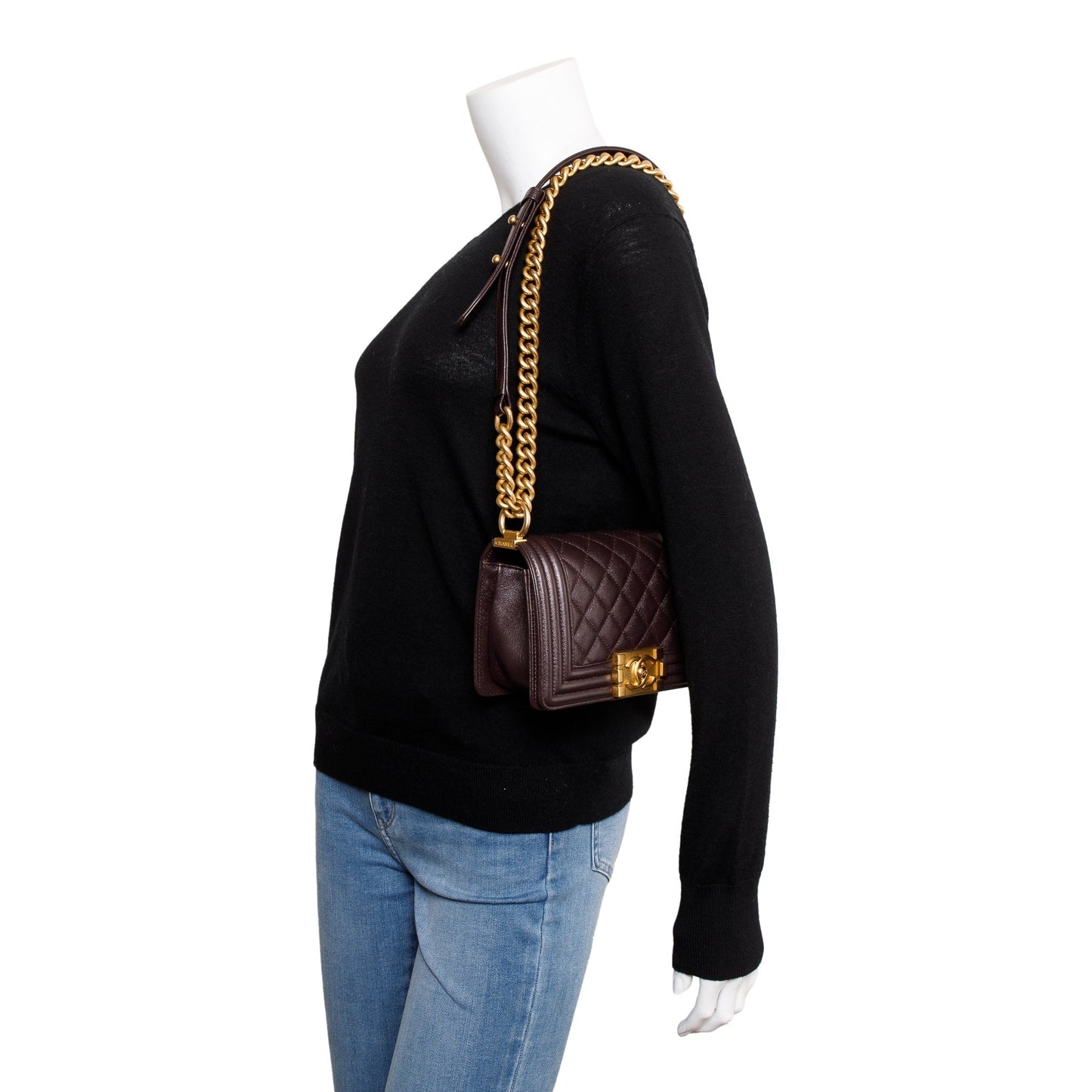 Chanel Marron Caviar Boy Leather Travel Bag