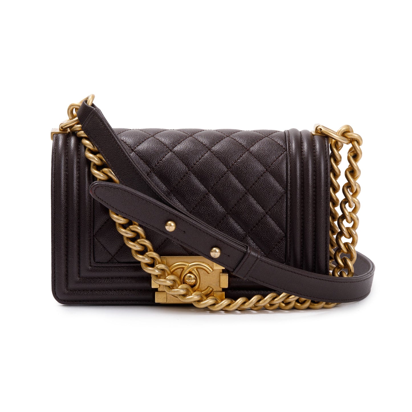 Chanel Marron Caviar Boy Leather Travel Bag