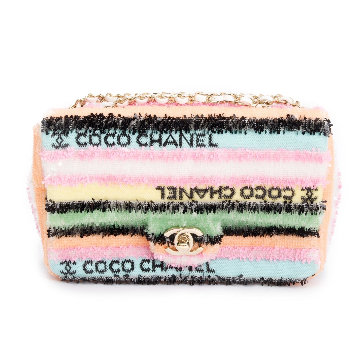 Chanel Sequin Coco Logo Flap Multicolor Travel Bag