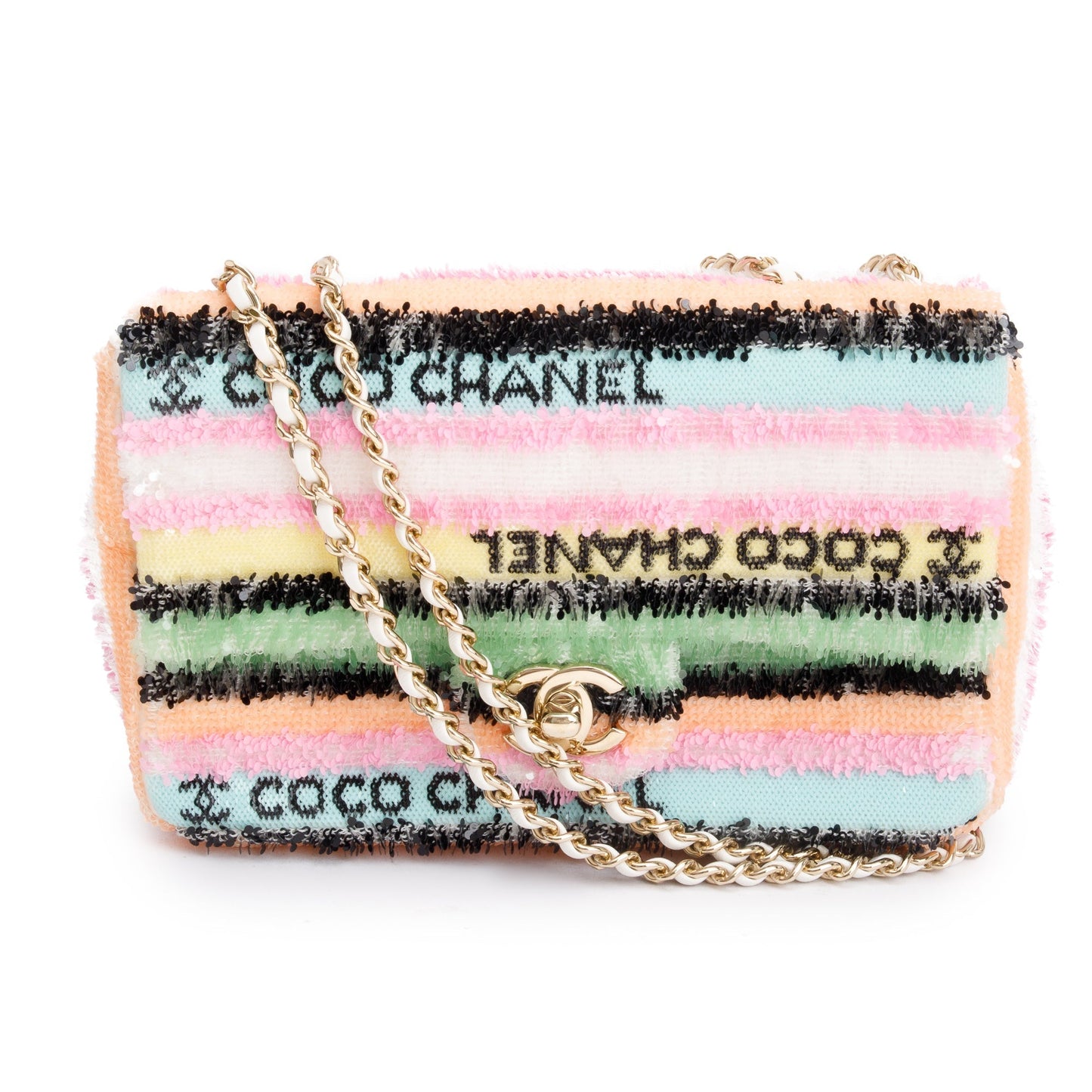 Chanel Sequin Coco Logo Flap Multicolor Travel Bag