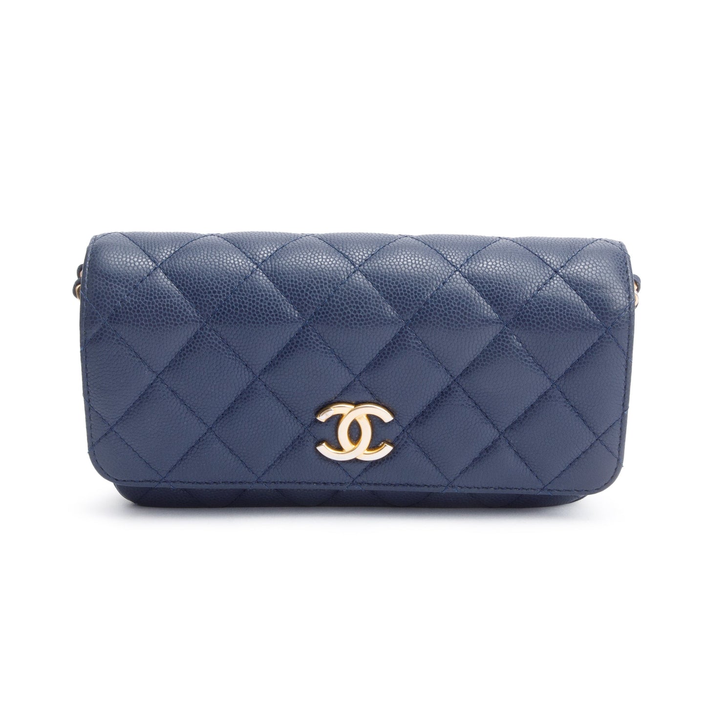 Chanel Navy Quilted Caviar Twist Your Leather Travel Bag
