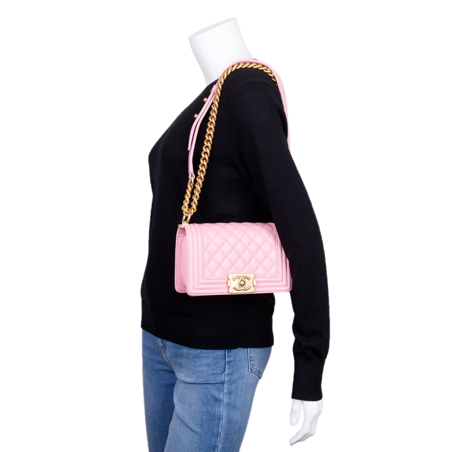 Chanel Boy Leather Calfskin Pink Travel Bag