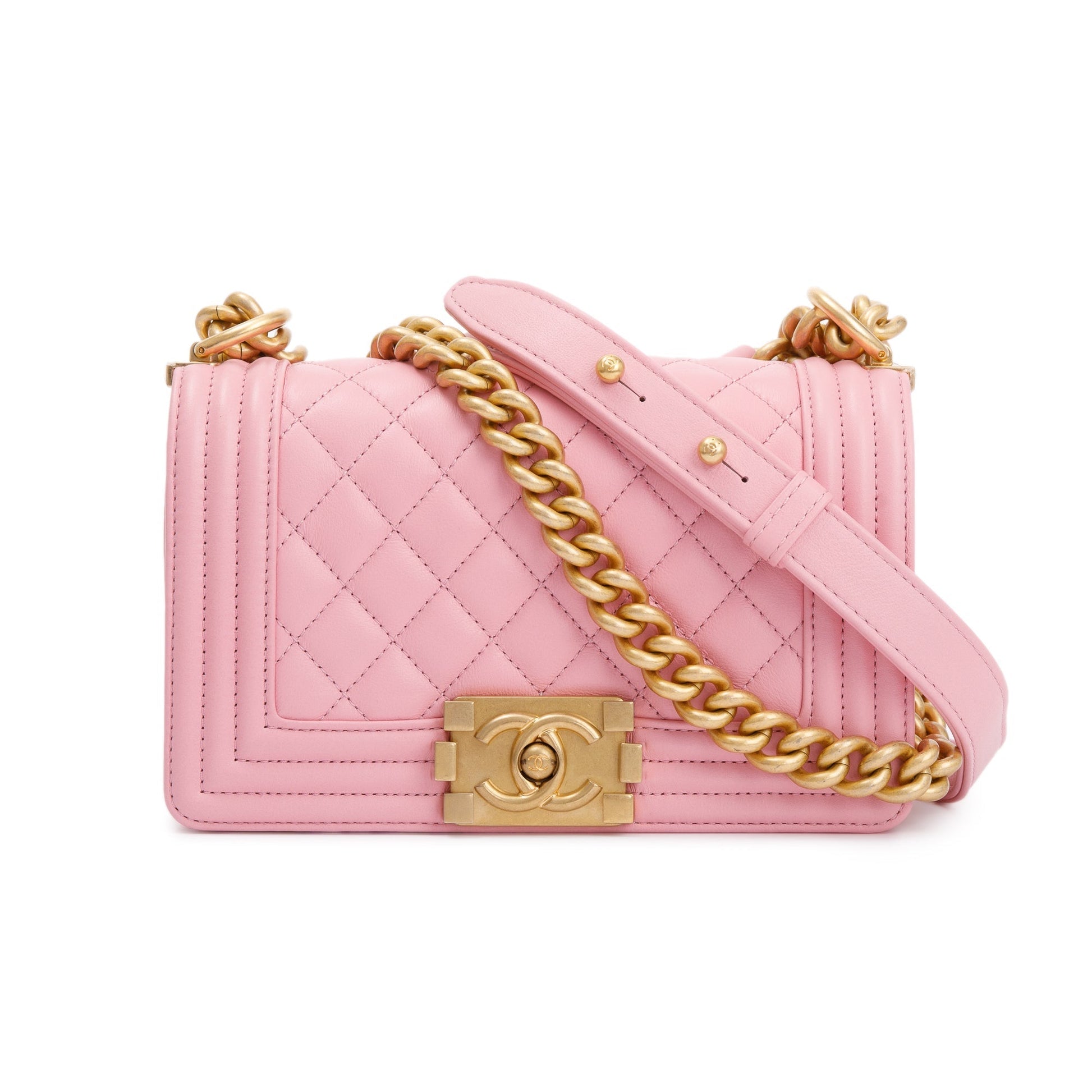 Chanel Boy Leather Calfskin Pink Travel Bag