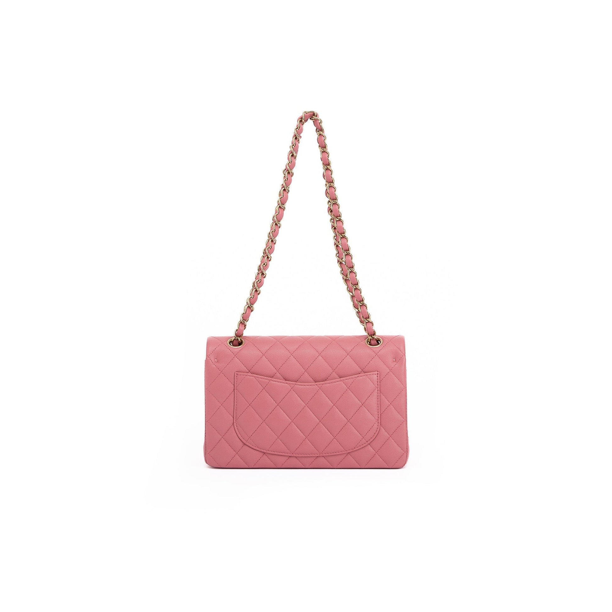 Chanel Caviar Classic Double Flap Pink Travel Bag