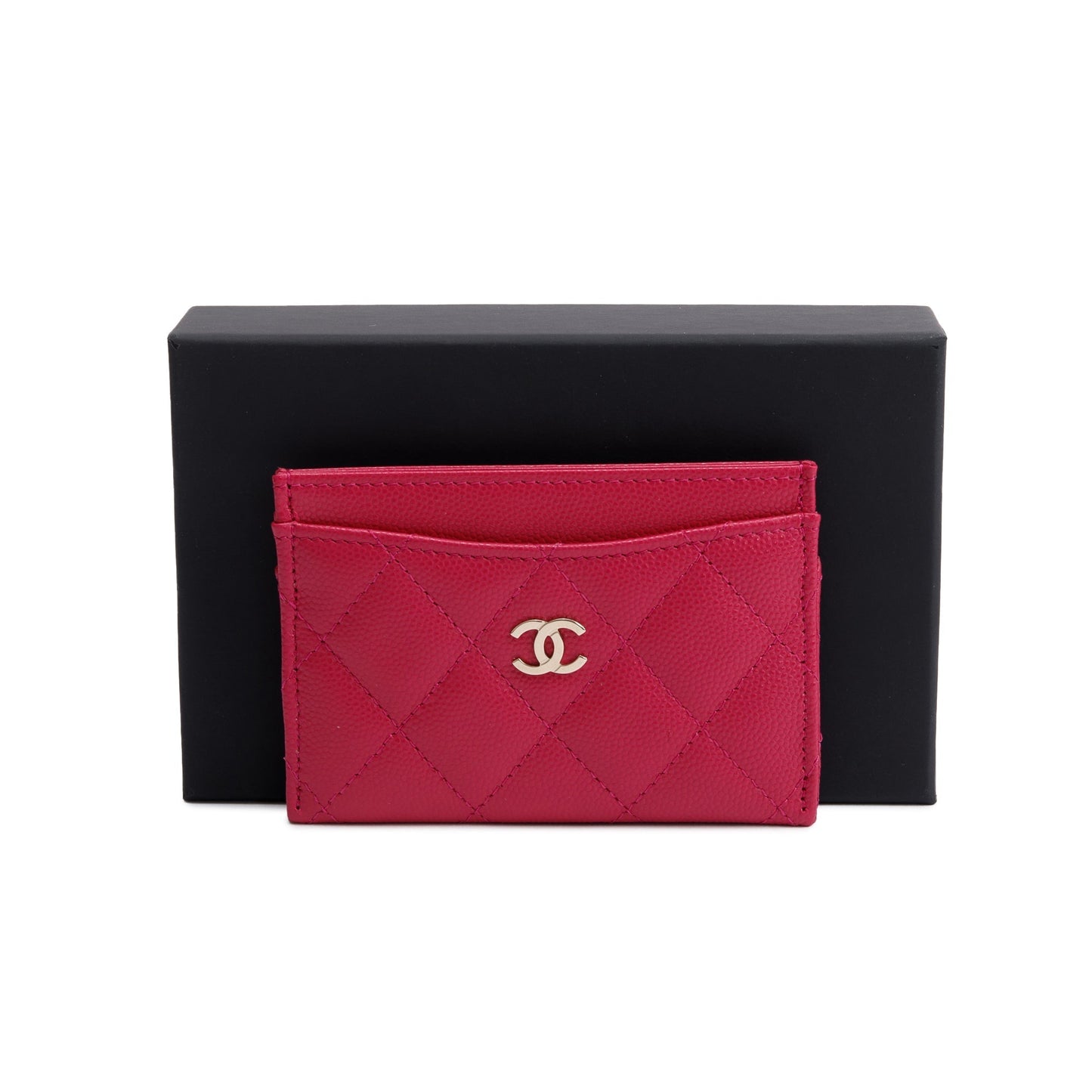 Chanel Caviar Classic Card Holder Leather Pink Wallet Case