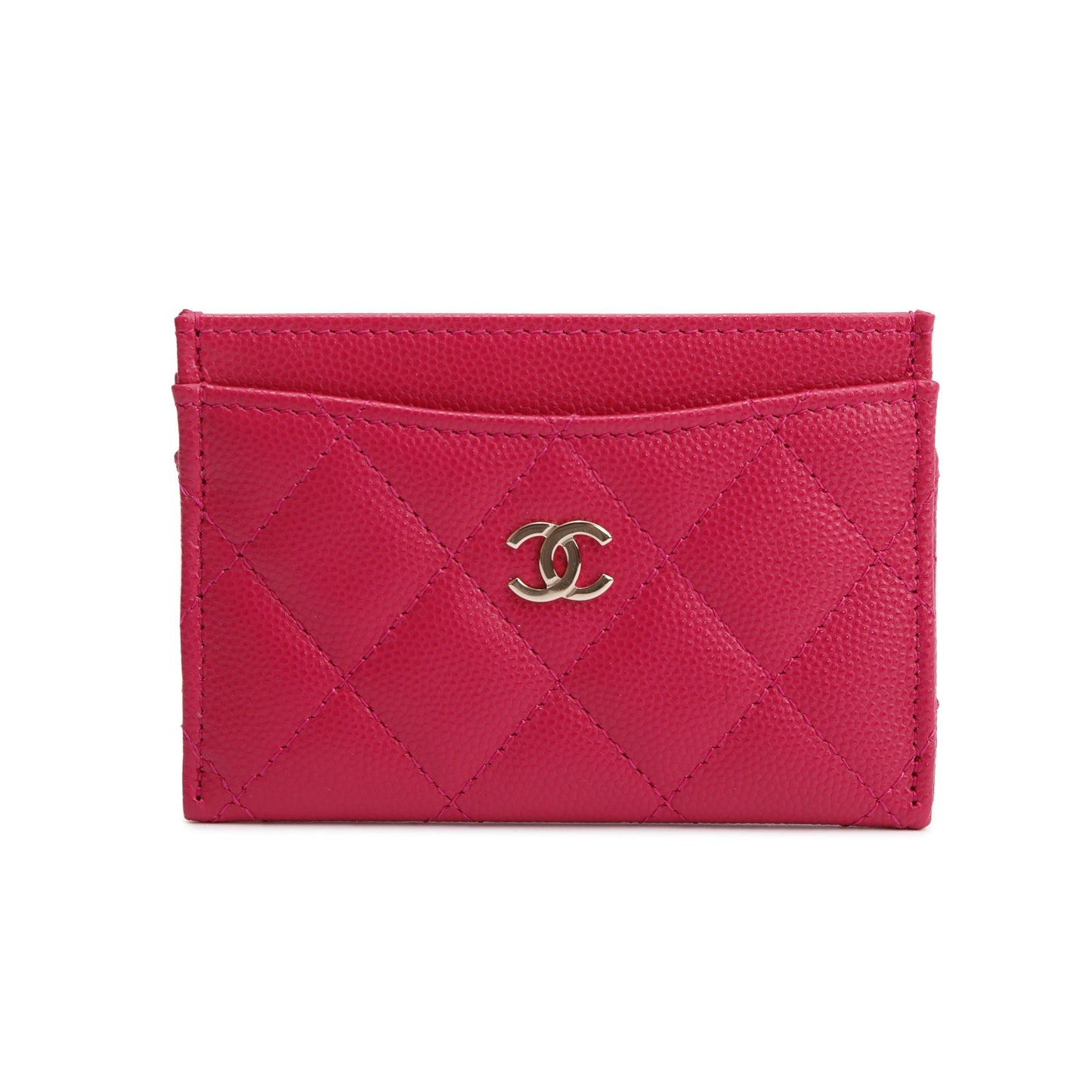 Chanel Caviar Classic Card Holder Leather Pink Wallet Case