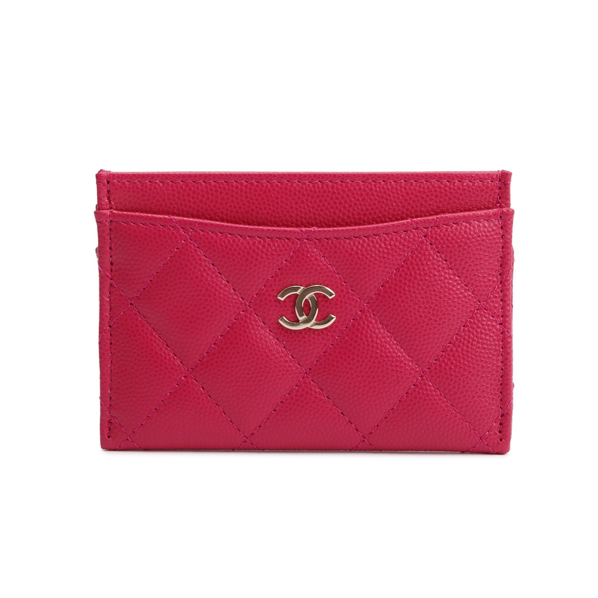 Chanel Caviar Classic Card Holder Leather Pink Wallet Case