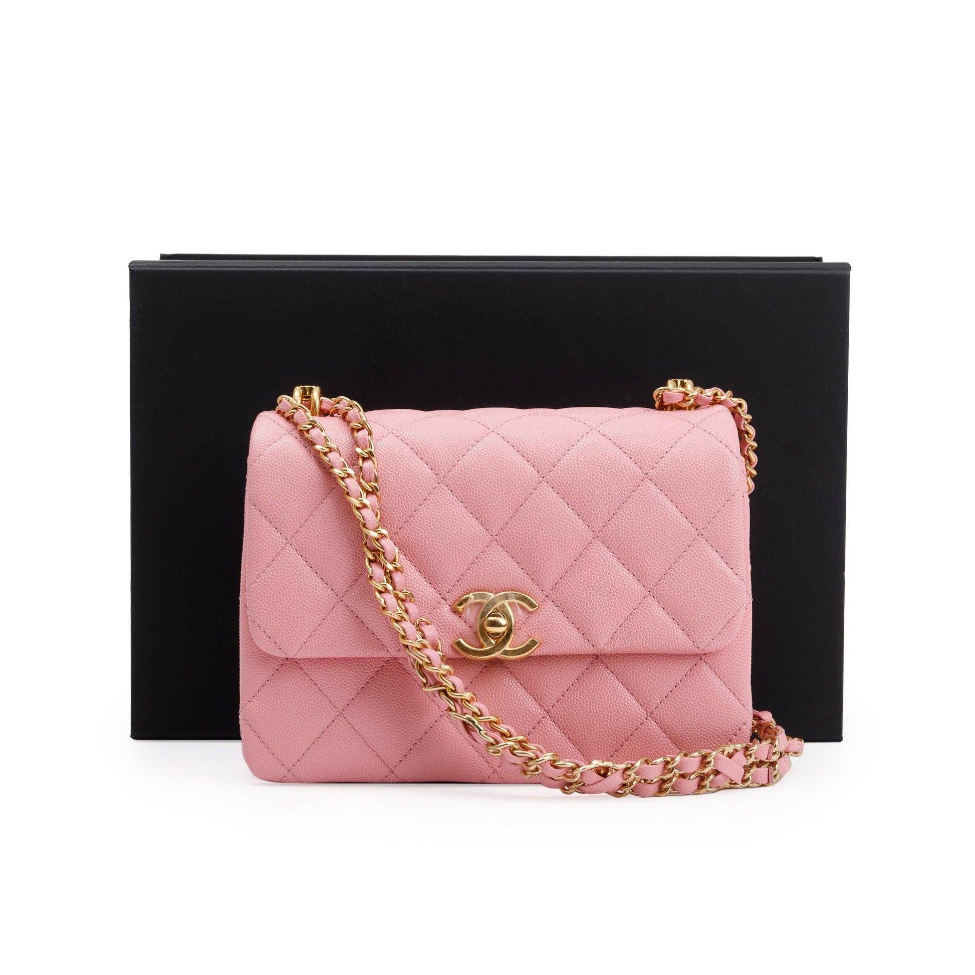 Chanel Caviar Coco Flap Leather Pink Travel Bag