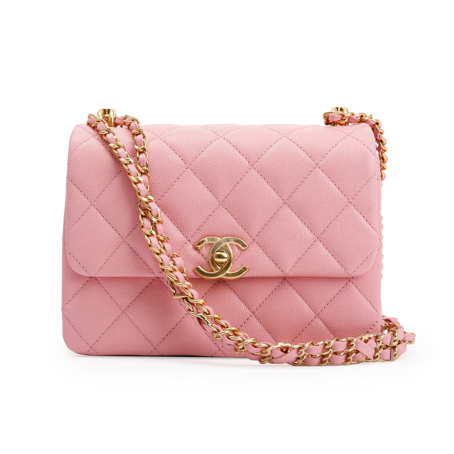 Chanel Caviar Coco Flap Leather Pink Travel Bag