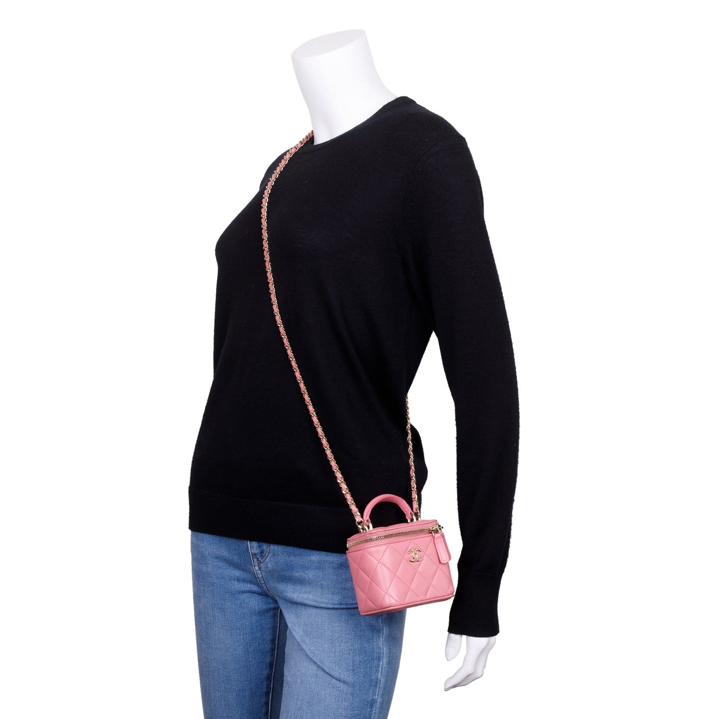 Chanel Vanity Leather Lambskin Pink Travel Bag