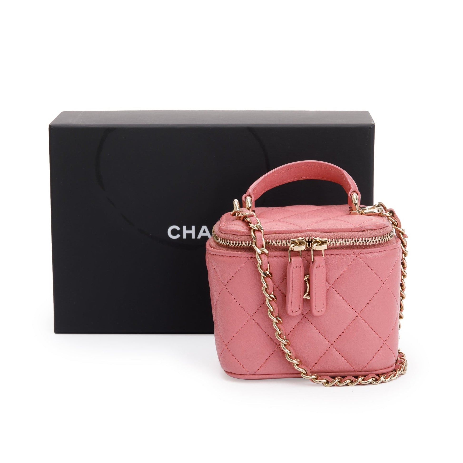 Chanel Vanity Leather Lambskin Pink Travel Bag