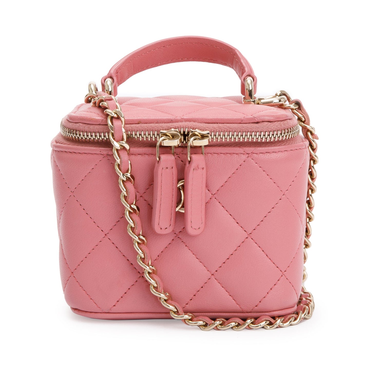 Chanel Vanity Leather Lambskin Pink Travel Bag