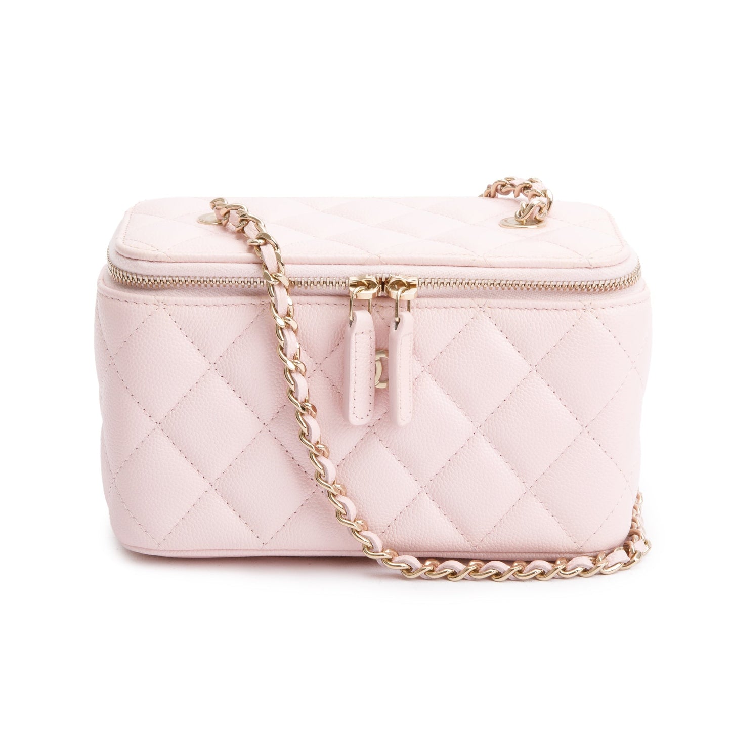 Chanel Quilted Caviar Vanity Leather Pink Travel Bag