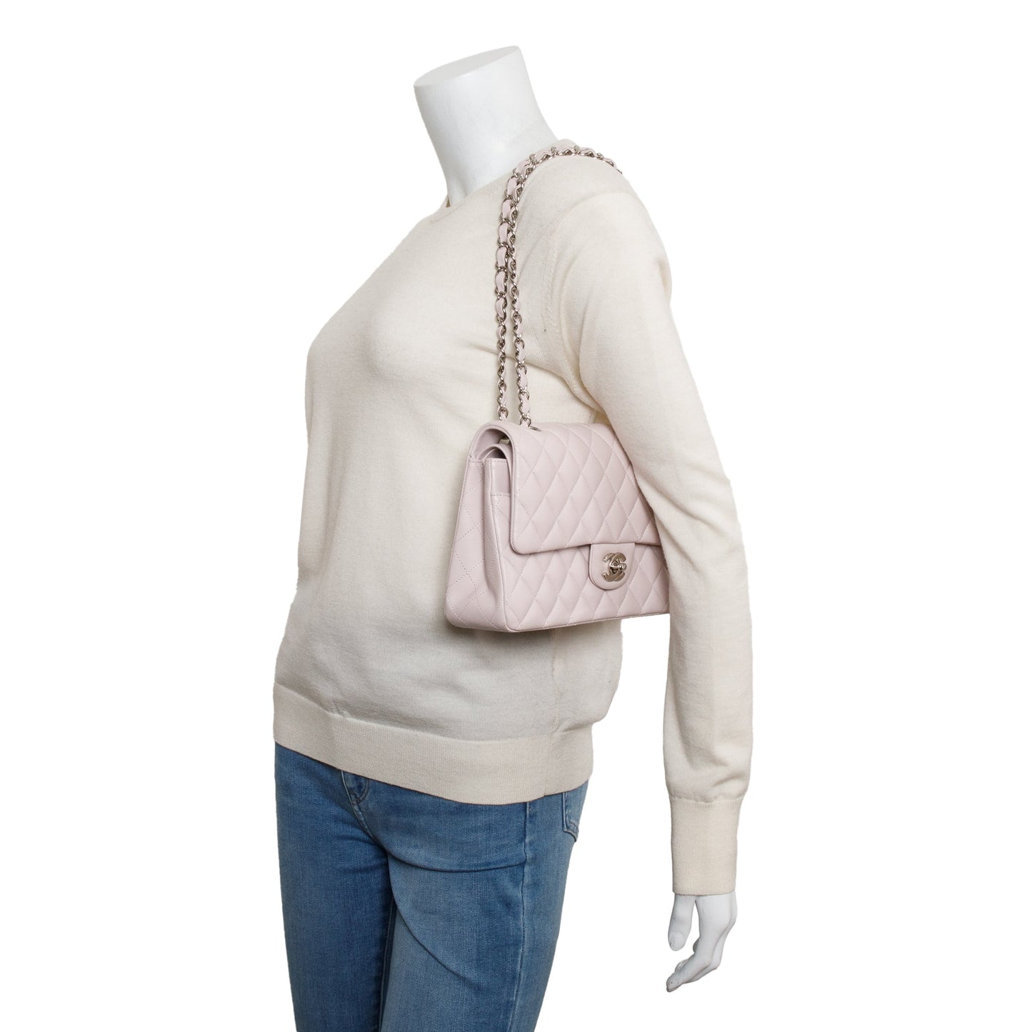 Chanel Quilted Classic Double Flap Leather Lambskin Pink Travel Bag