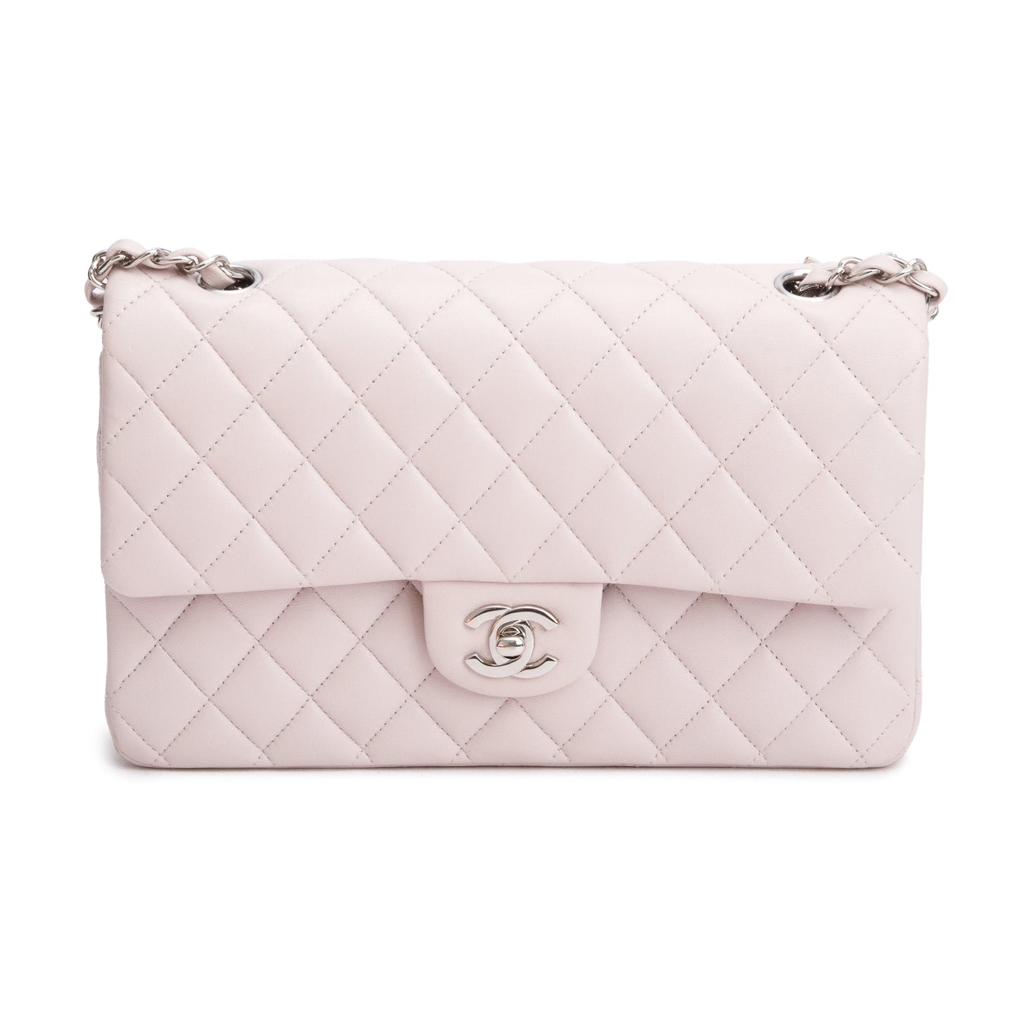 Chanel Quilted Classic Double Flap Leather Lambskin Pink Travel Bag