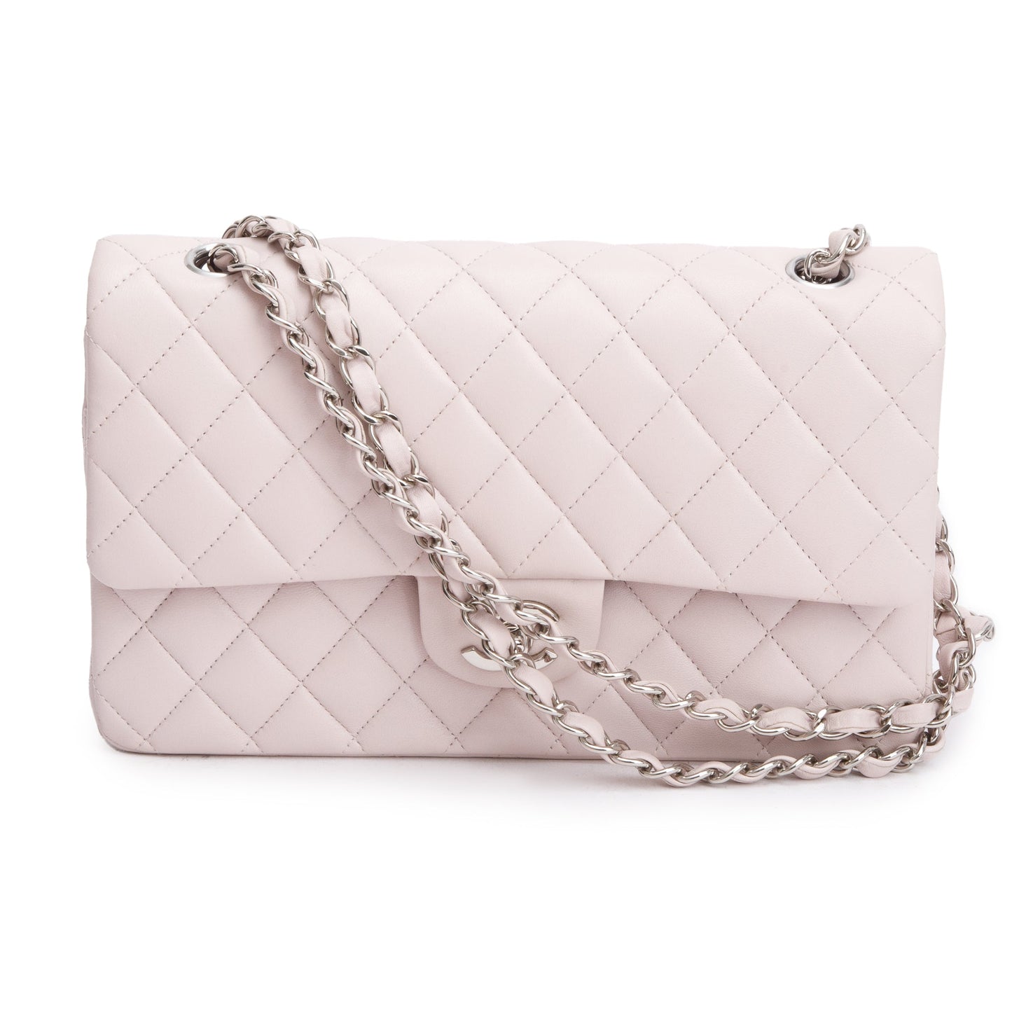 Chanel Quilted Classic Double Flap Leather Lambskin Pink Travel Bag