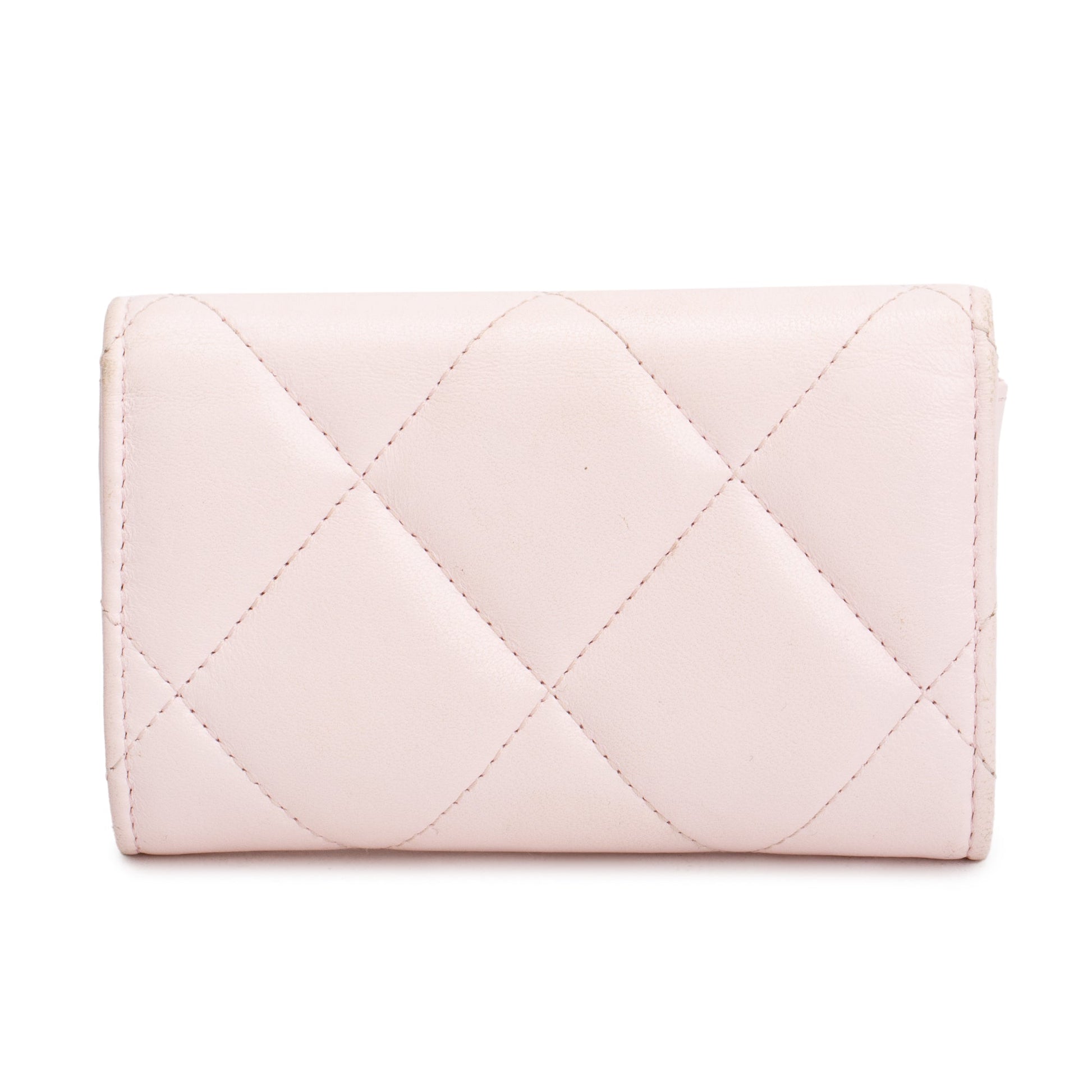 Chanel Quilted 19 Flap Card Holder Leather Pink Wallet Case