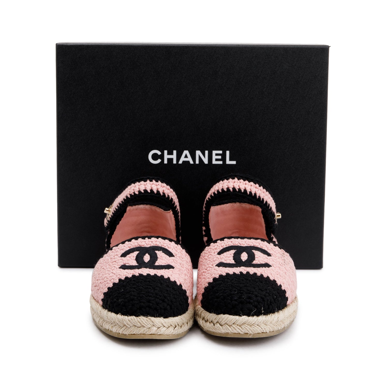 Chanel Braided Knit Interlocking CC Logo Black Pink Travel Bag