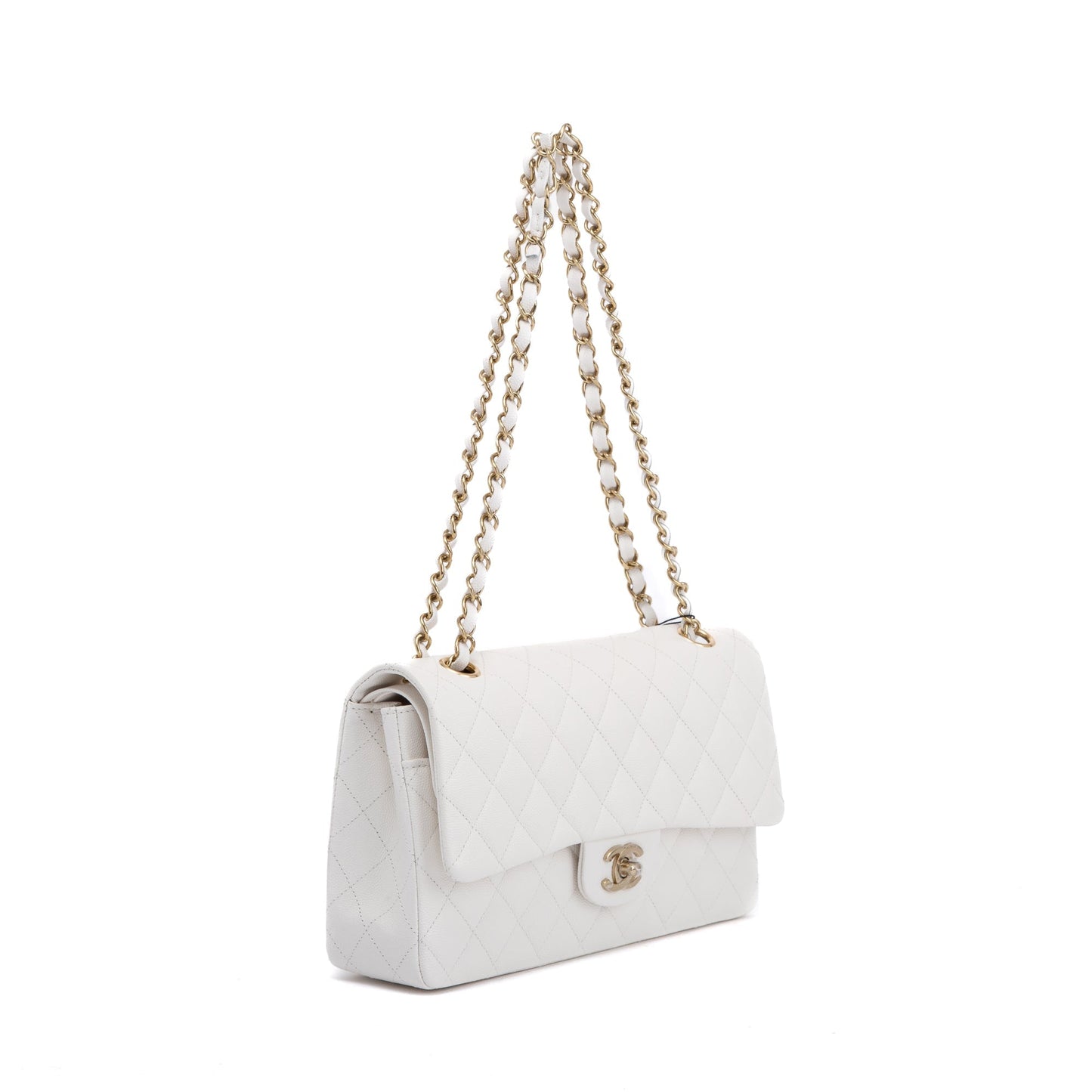 Chanel Caviar Classic Double Flap White Travel Bag Flap Bag
