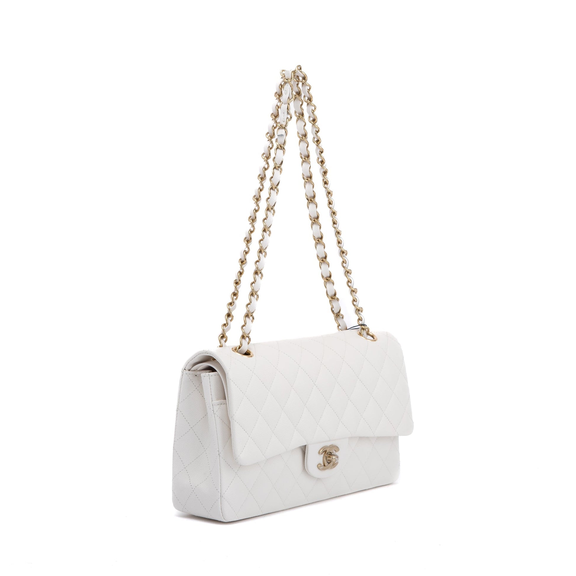 Chanel Caviar Classic Double Flap White Travel Bag Flap Bag