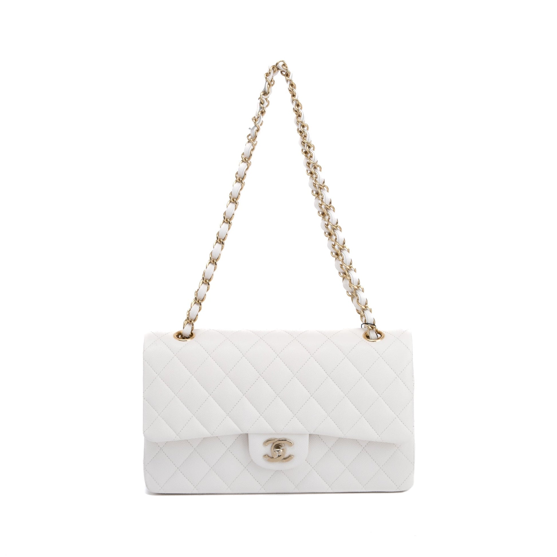 Chanel Caviar Classic Double Flap White Travel Bag Flap Bag