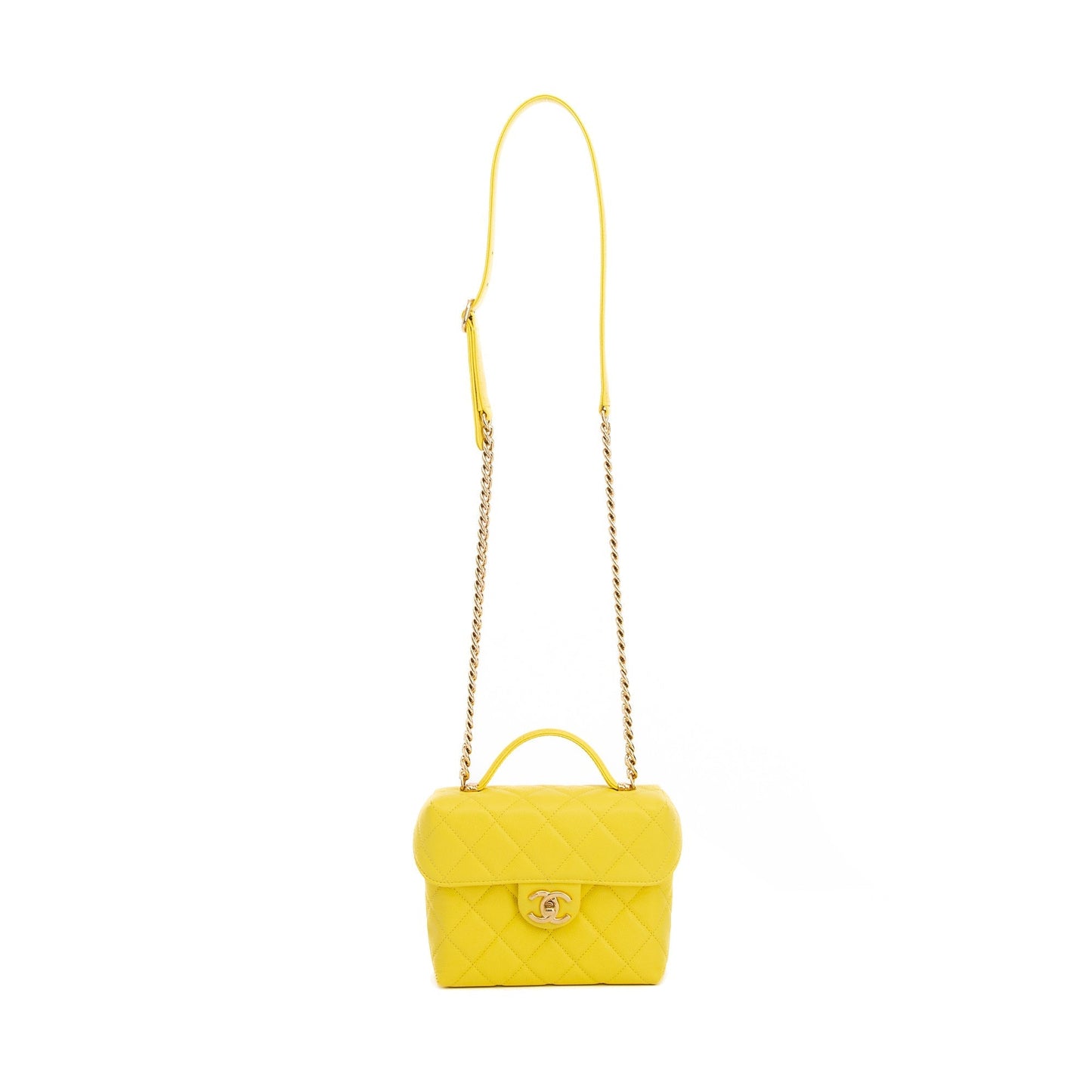 Chanel Caviar Vanity Leather Yellow Travel Bag