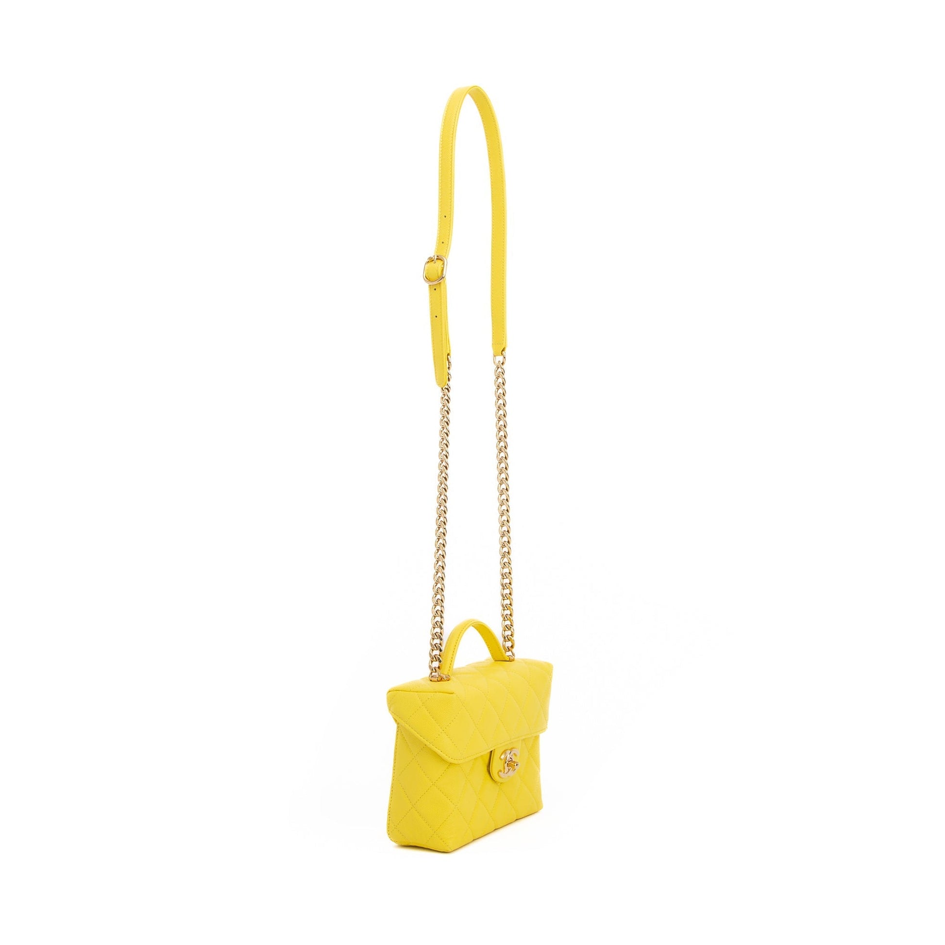 Chanel Caviar Vanity Leather Yellow Travel Bag