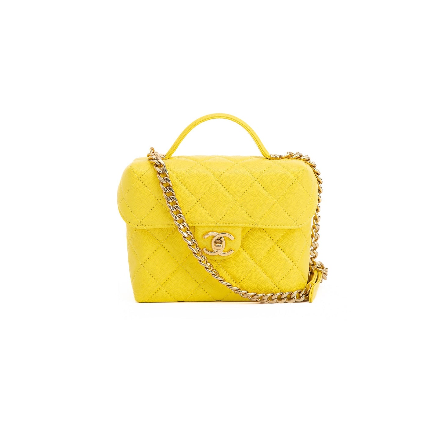 Chanel Caviar Vanity Leather Yellow Travel Bag