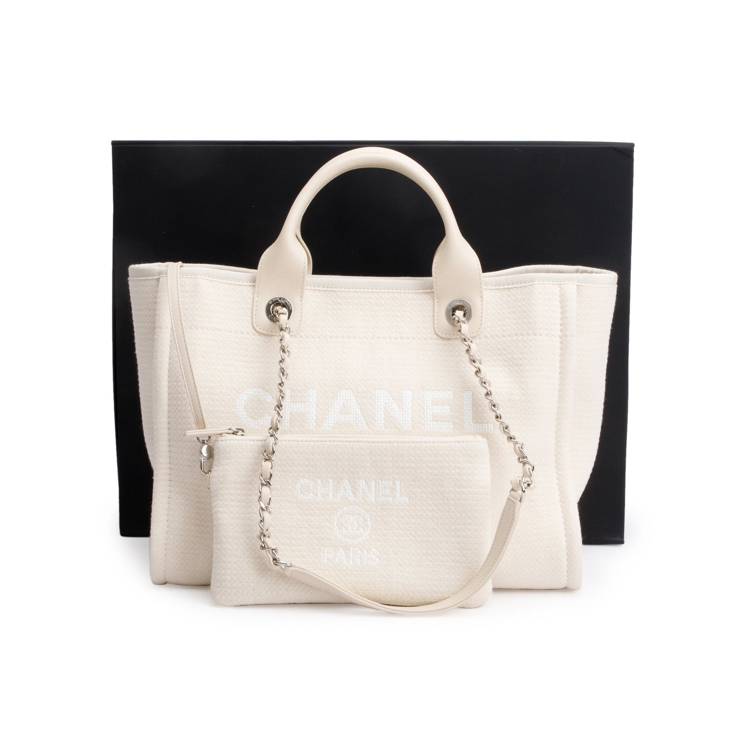Chanel Deauville Canvas Beige Travel Bag