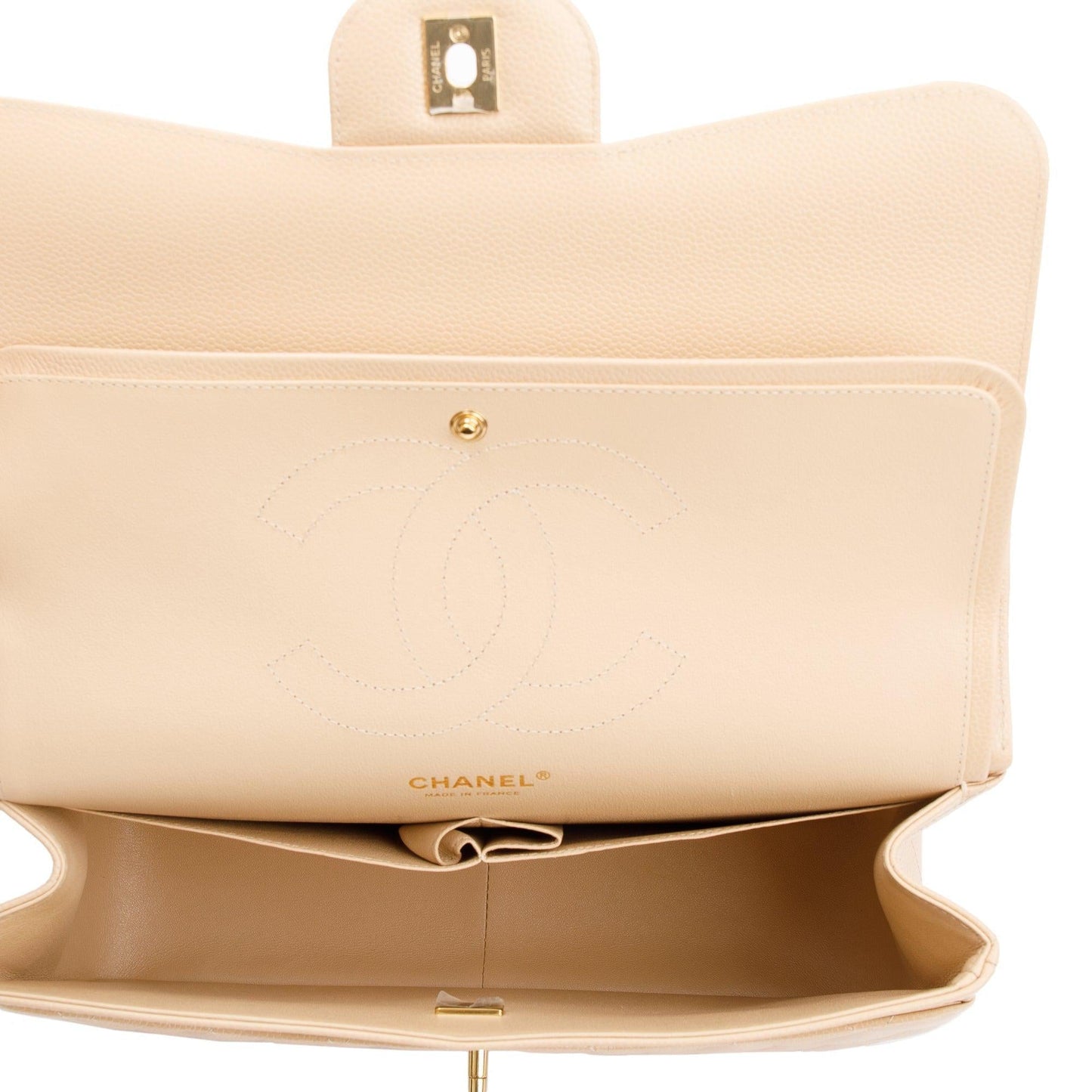 Chanel Caviar Classic Jumbo Double Flap Beige Travel Bag 5