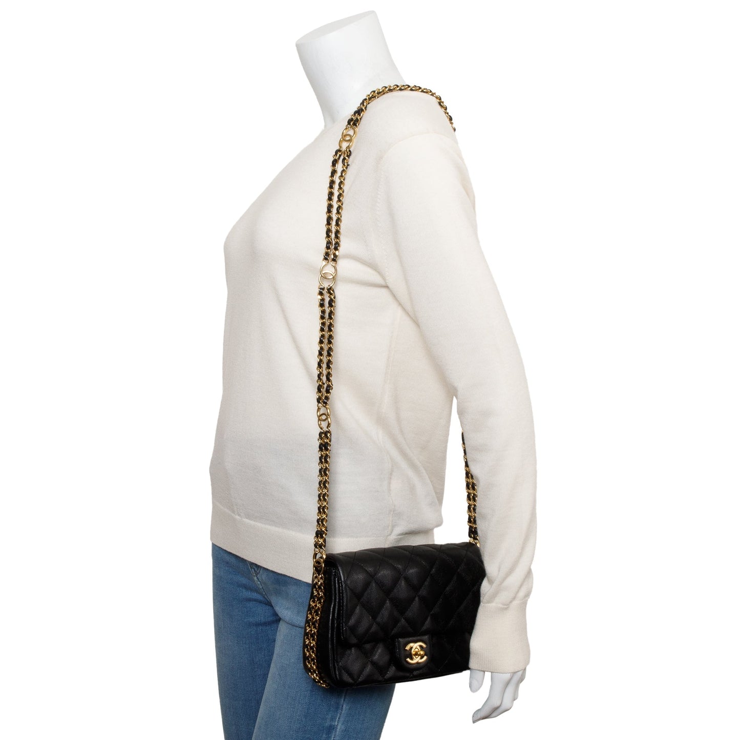 Chanel Caviar Quilted CC You Flap Leather Black Travel Bag