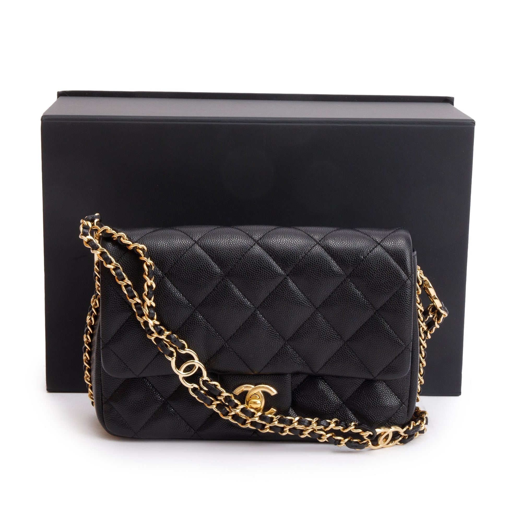 Chanel Caviar Quilted CC You Flap Leather Black Travel Bag