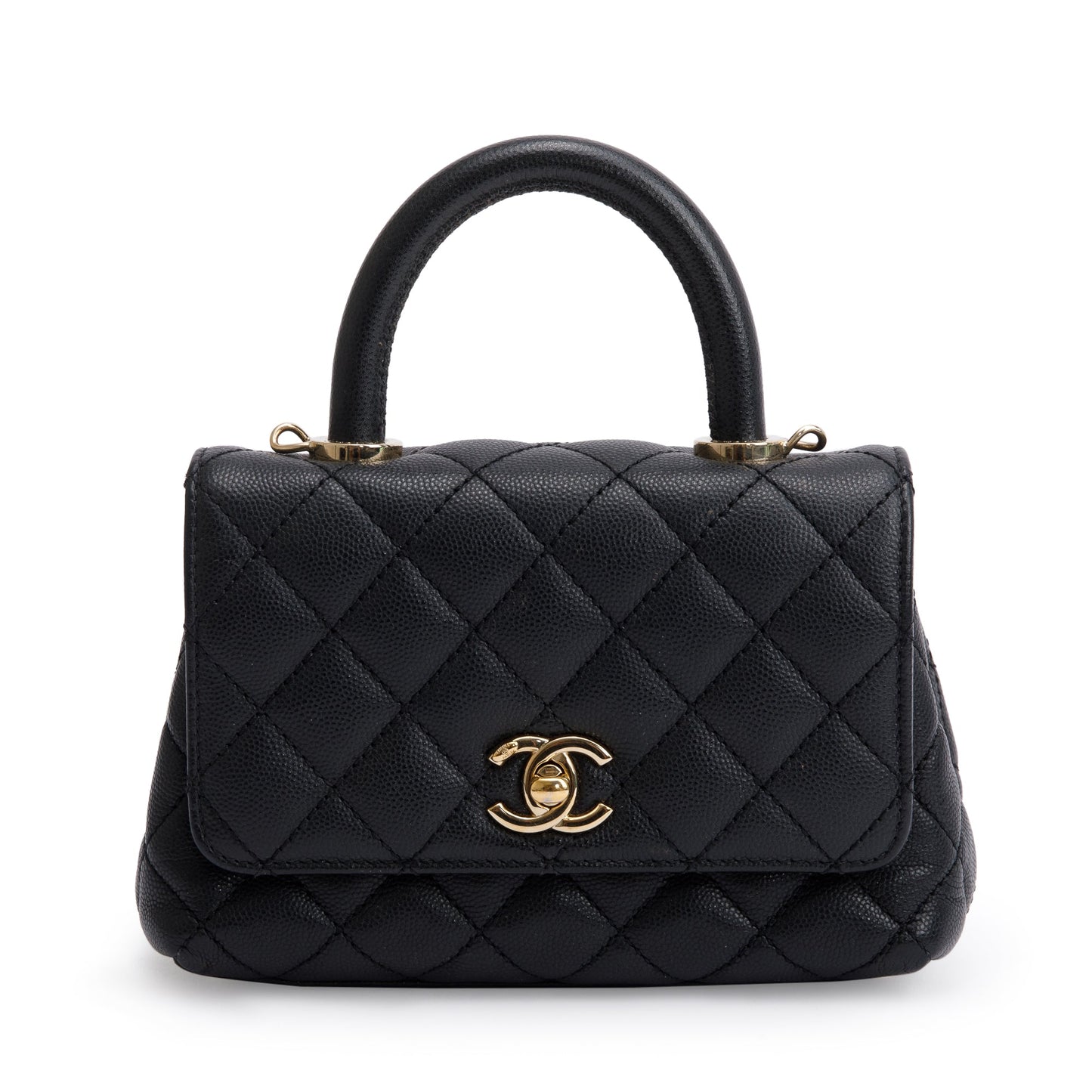 Chanel Quilted Caviar Extra Coco Handle Black Travel Bag