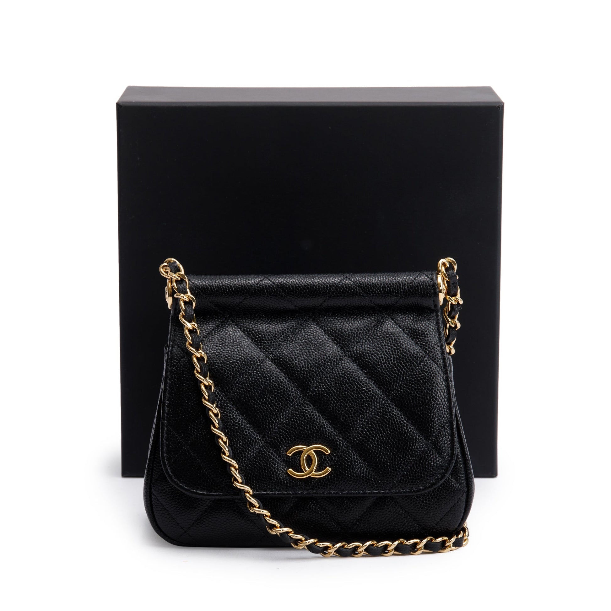Chanel Quilted Caviar Micro Black Travel Bag