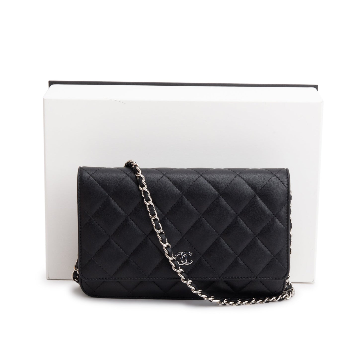 Chanel Quilted Classic on Leather Lambskin Black Wallet Case
