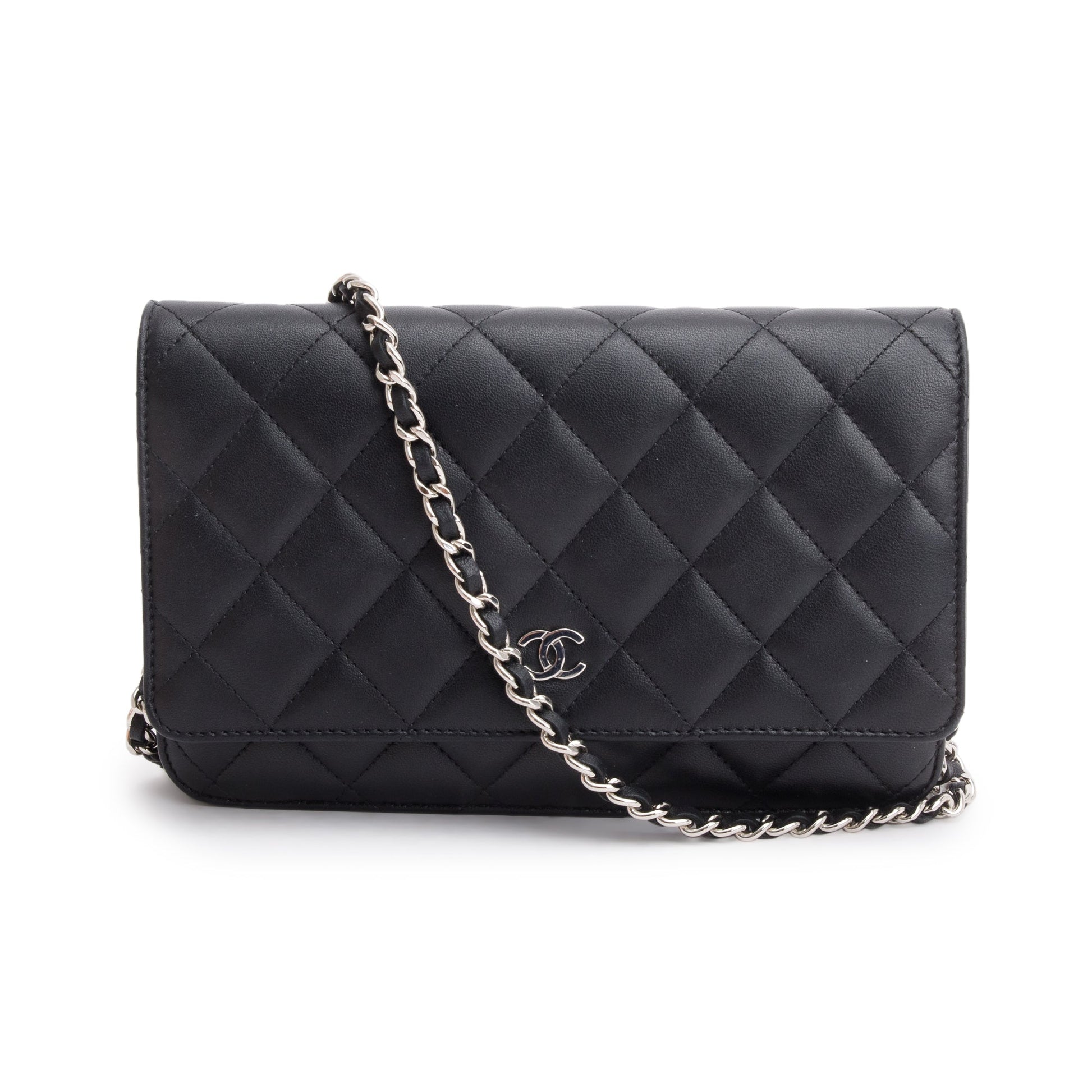 Chanel Quilted Classic on Leather Lambskin Black Wallet Case