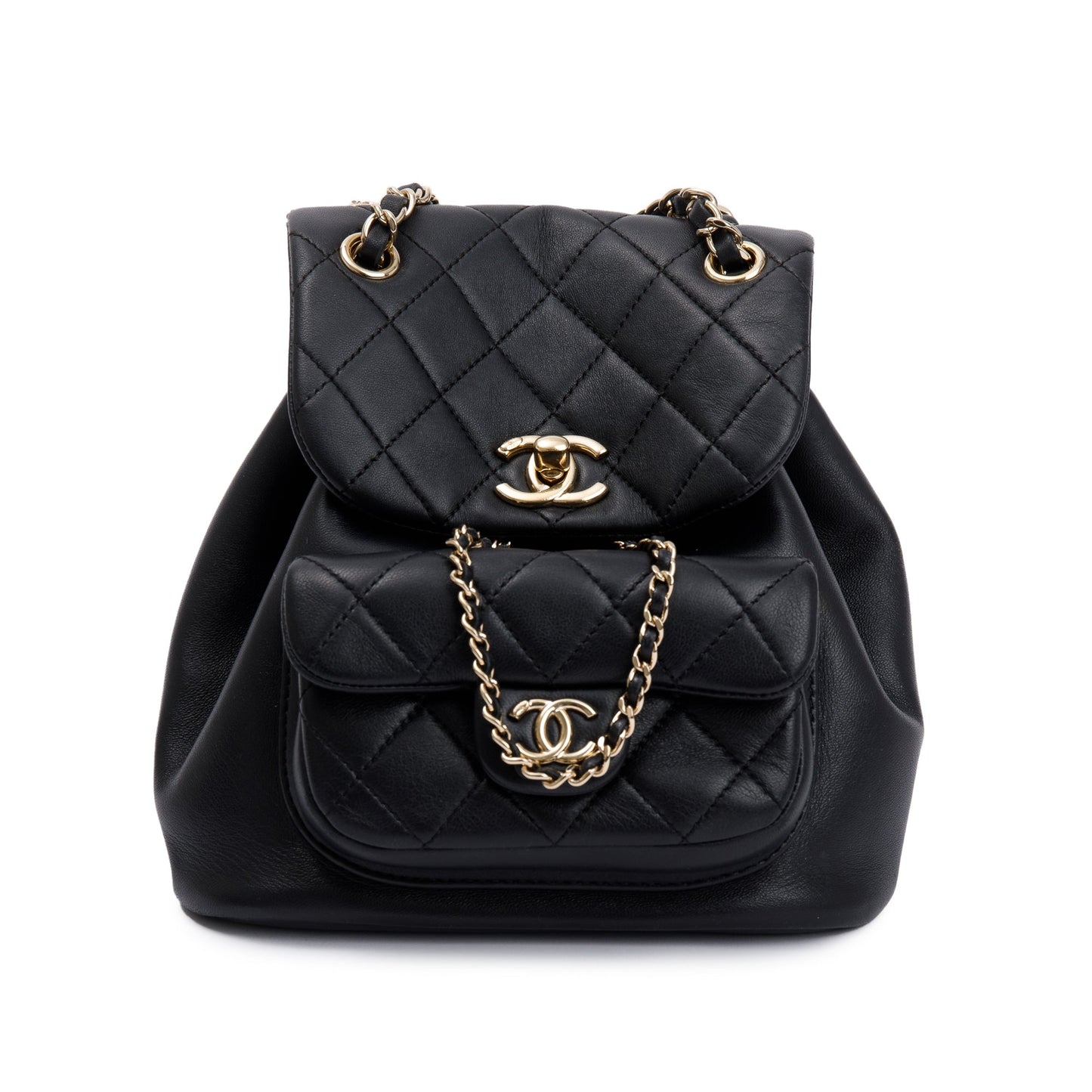 Chanel Quilted Duma Drawstring Backpack Black Jewelry