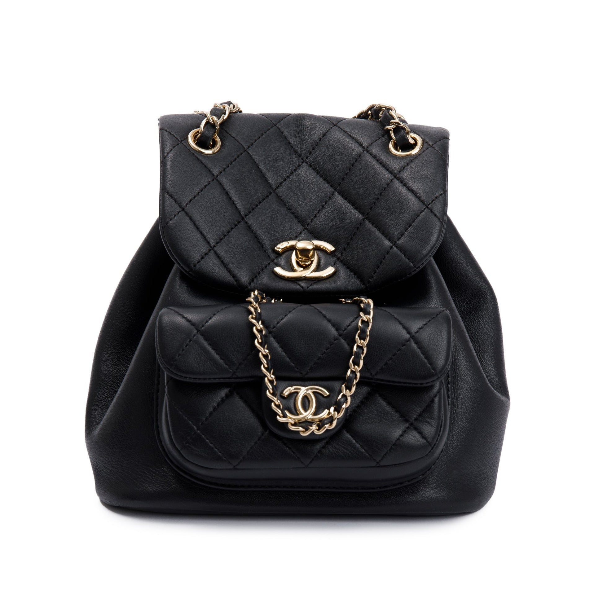 Chanel Quilted Duma Drawstring Backpack Black Jewelry