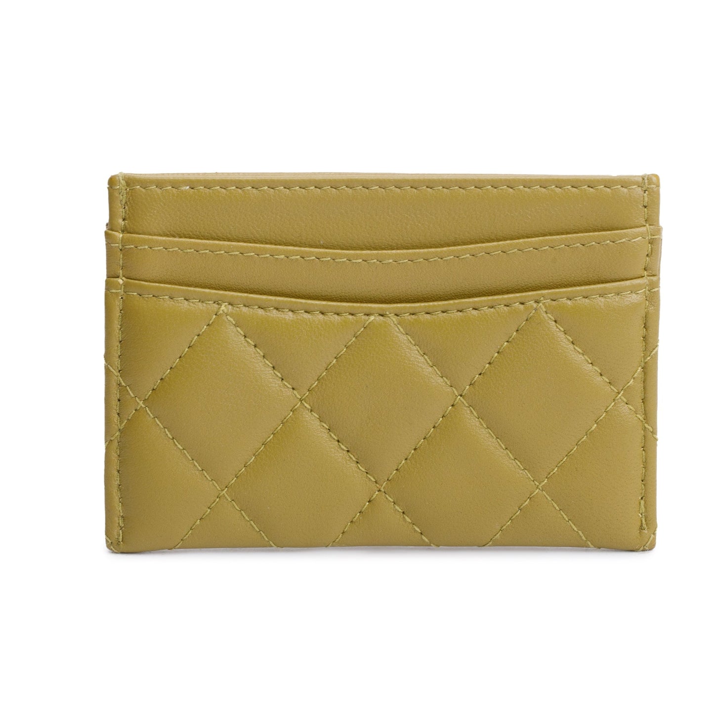 Chanel Classic Card Holder Leather Lambskin Green Wallet Case