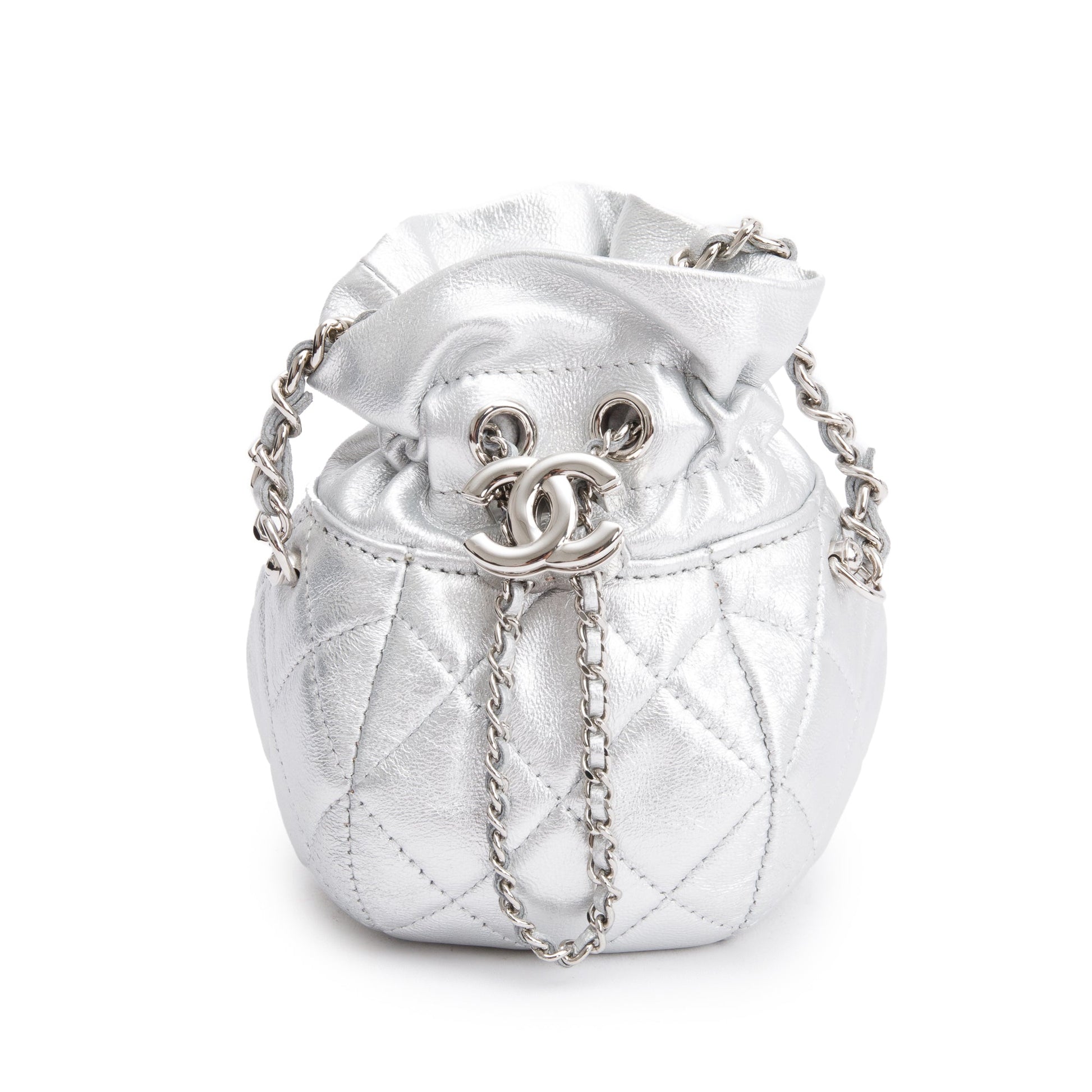 Louis Vuitton Chanel rawstring Bucket Leather Calfskin Silver Jewelry