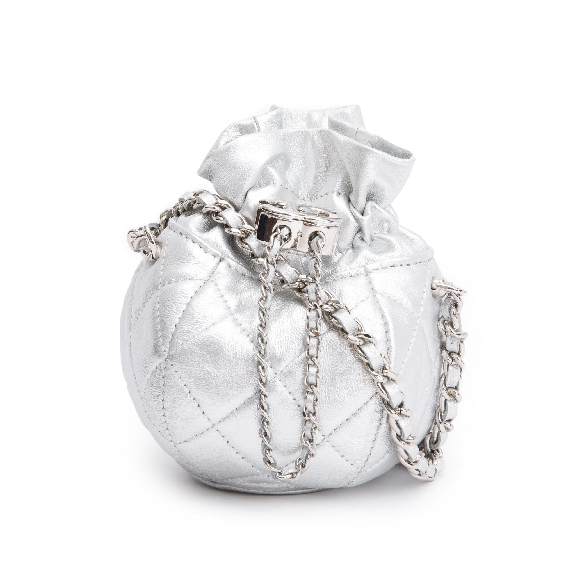 Louis Vuitton Chanel rawstring Bucket Leather Calfskin Silver Jewelry