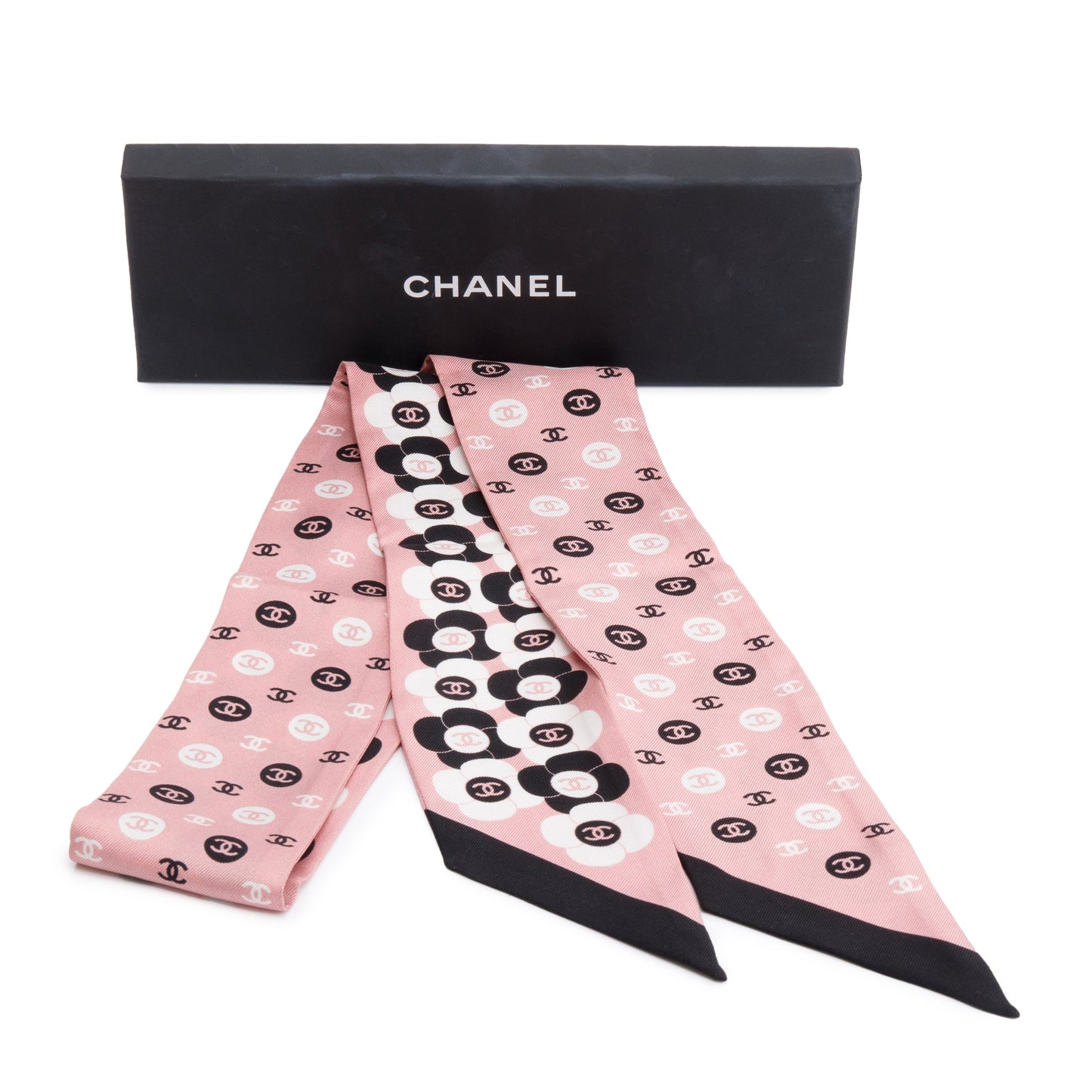 Chanel Printed Silk Twill Slim Bandeau Pink Multicolor Travel Bag