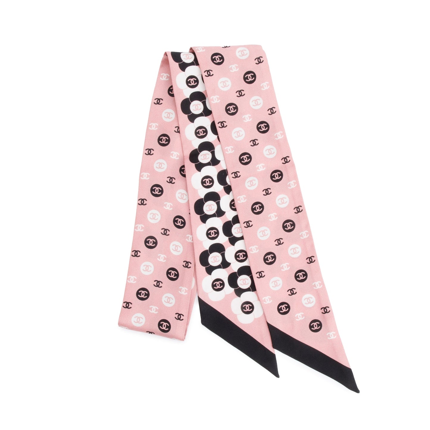 Chanel Printed Silk Twill Slim Bandeau Pink Multicolor Travel Bag