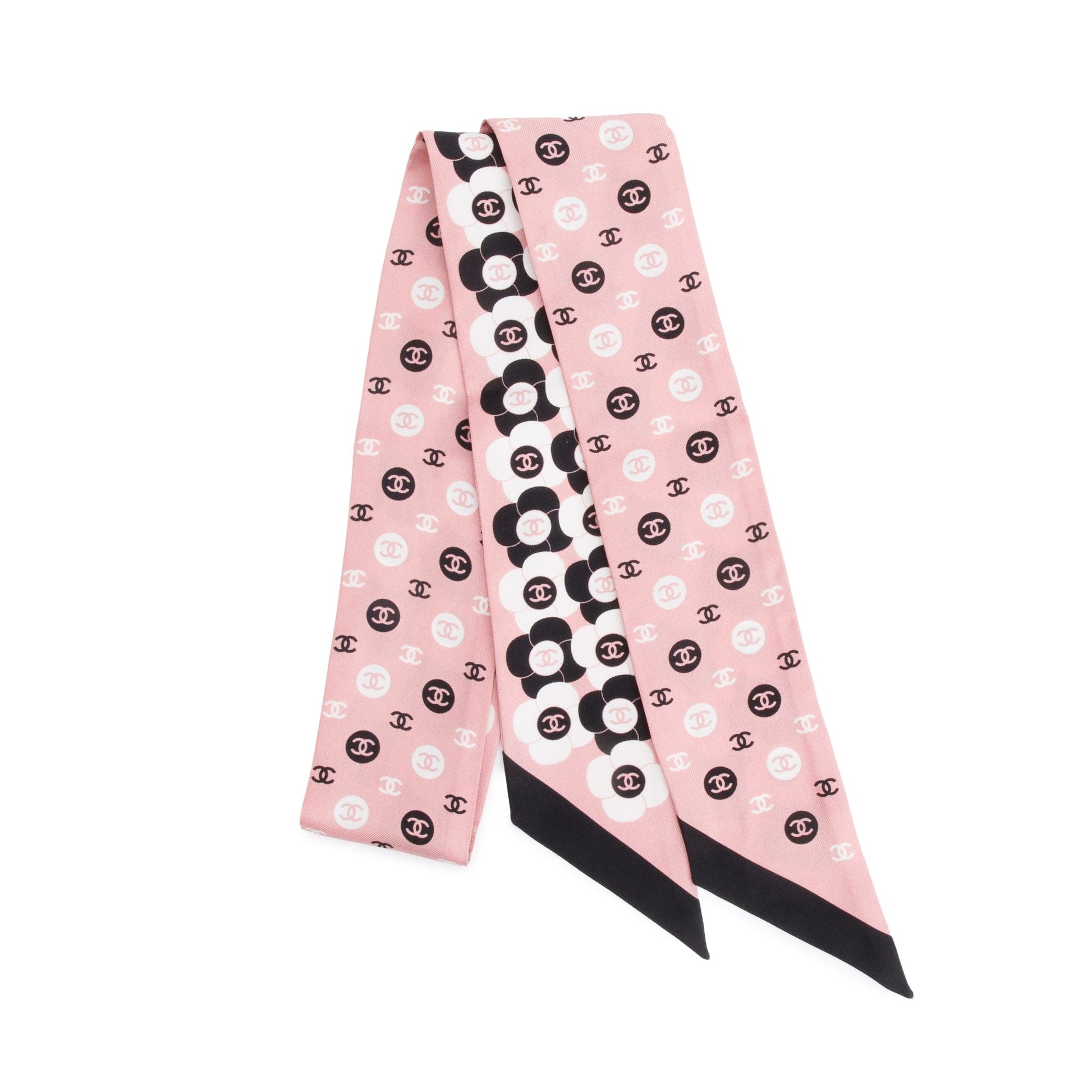 Chanel Printed Silk Twill Slim Bandeau Pink Multicolor Travel Bag